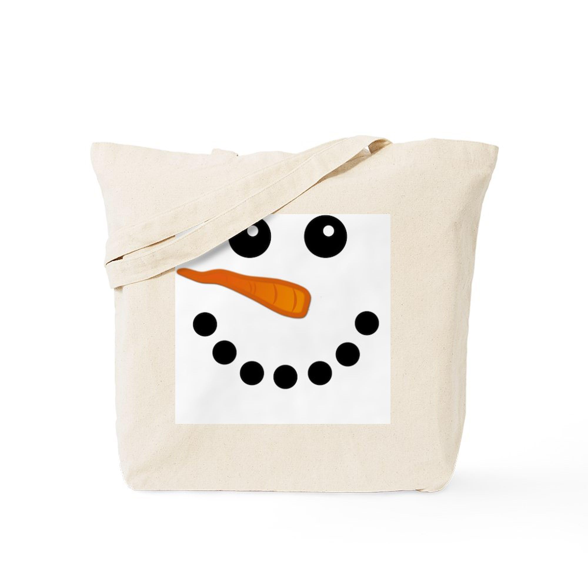 Snowman Face Tote Bag - Natural Canvas Reusable Shopping Bag for Groceries, Beach & Holiday Gifts | Eco-Friendly Christmas Gift Idea