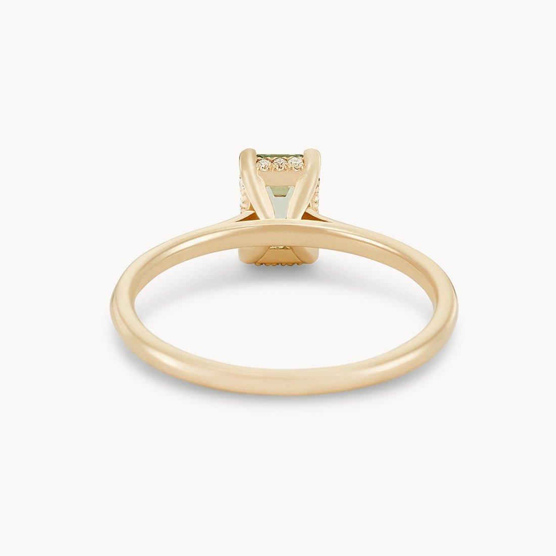 Unique 14K Yellow Gold Ring with Green Baguette Sapphire – Handcrafted One-of-a-Kind Jewelry for Women, Perfect for Weddings, Anniversaries & Special Occasions