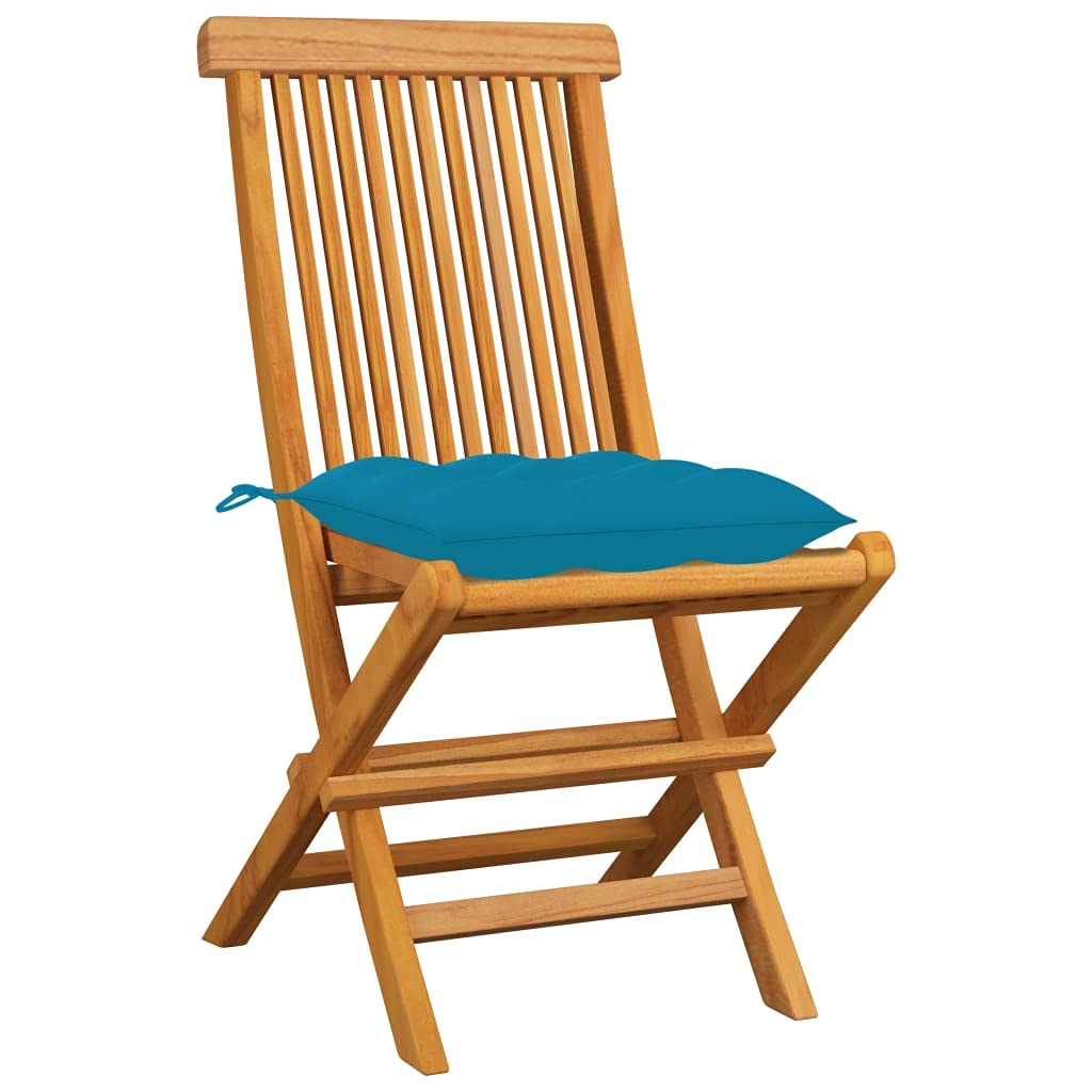 4-Piece vidaXL Teak Wood Patio Chairs Set with Cushions - Outdoor Folding Bistro Chairs for Poolside, Garden, Porch & Backyard - Perfect for Relaxing, Entertaining & Outdoor Dining