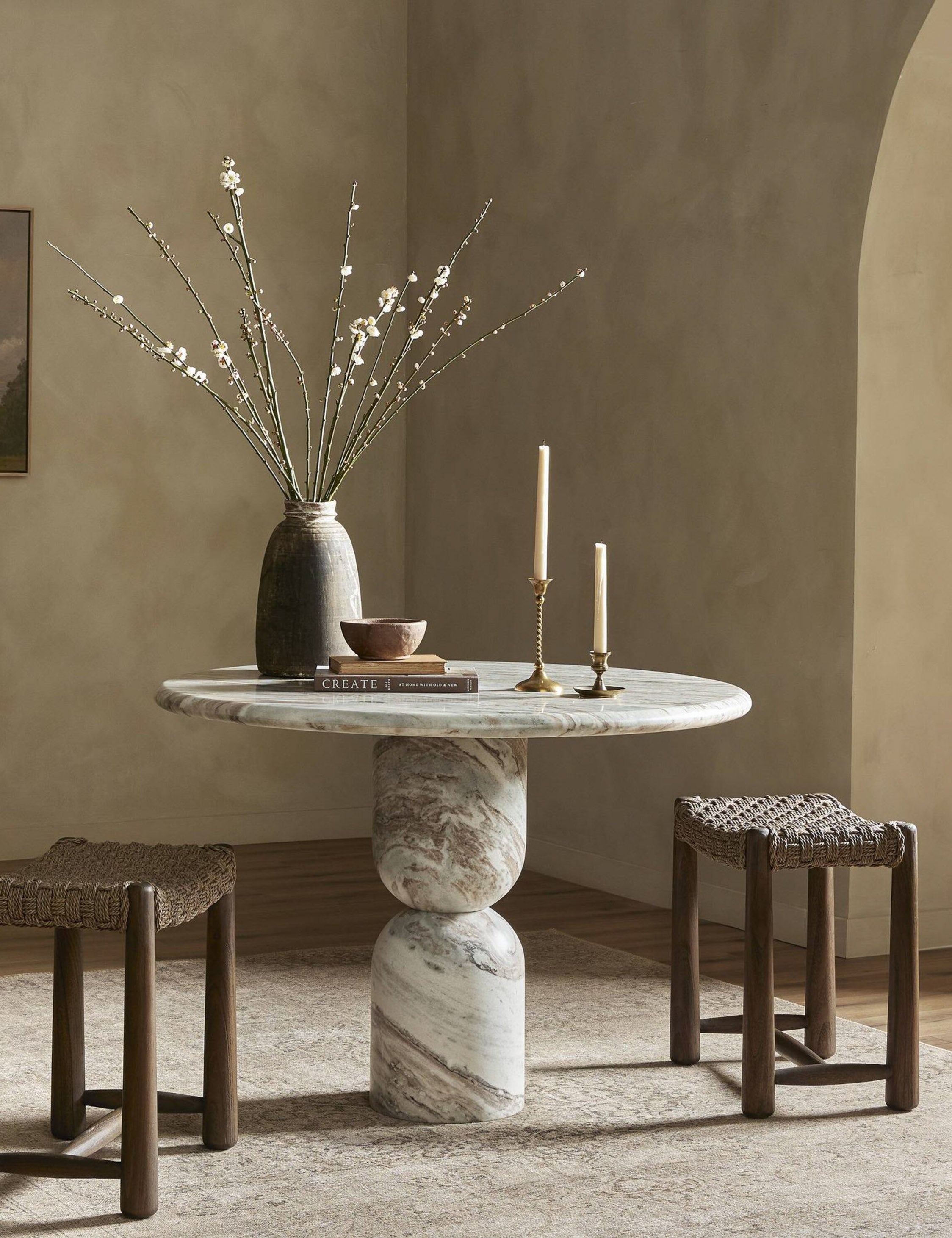 Amber Lewis x Four Hands Figueroa Round Dining Table - Modern Farmhouse Style for Kitchen, Dining Room & Small Spaces