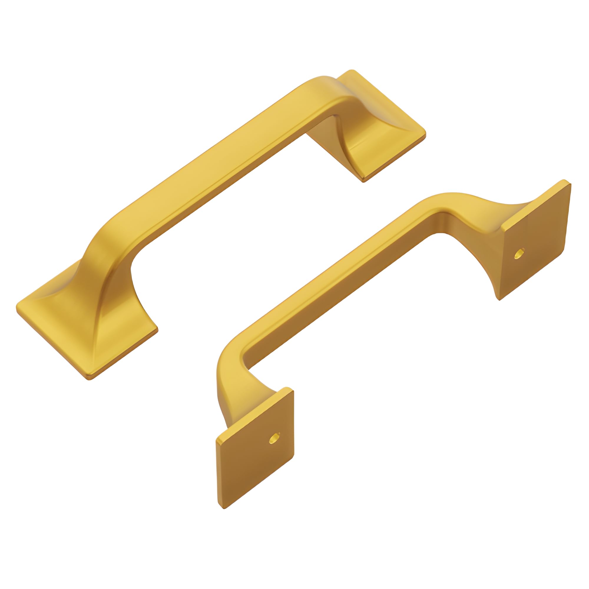 Hickory Hardware 1 Pack Solid Core Kitchen Cabinet Pulls - Luxury Brushed Golden Brass Cabinet Handles for Doors & Dresser Drawers (3 Inch Hole Center, Forge Collection) - Perfect for Modern Kitchens, Bathrooms & Furniture Upgrades