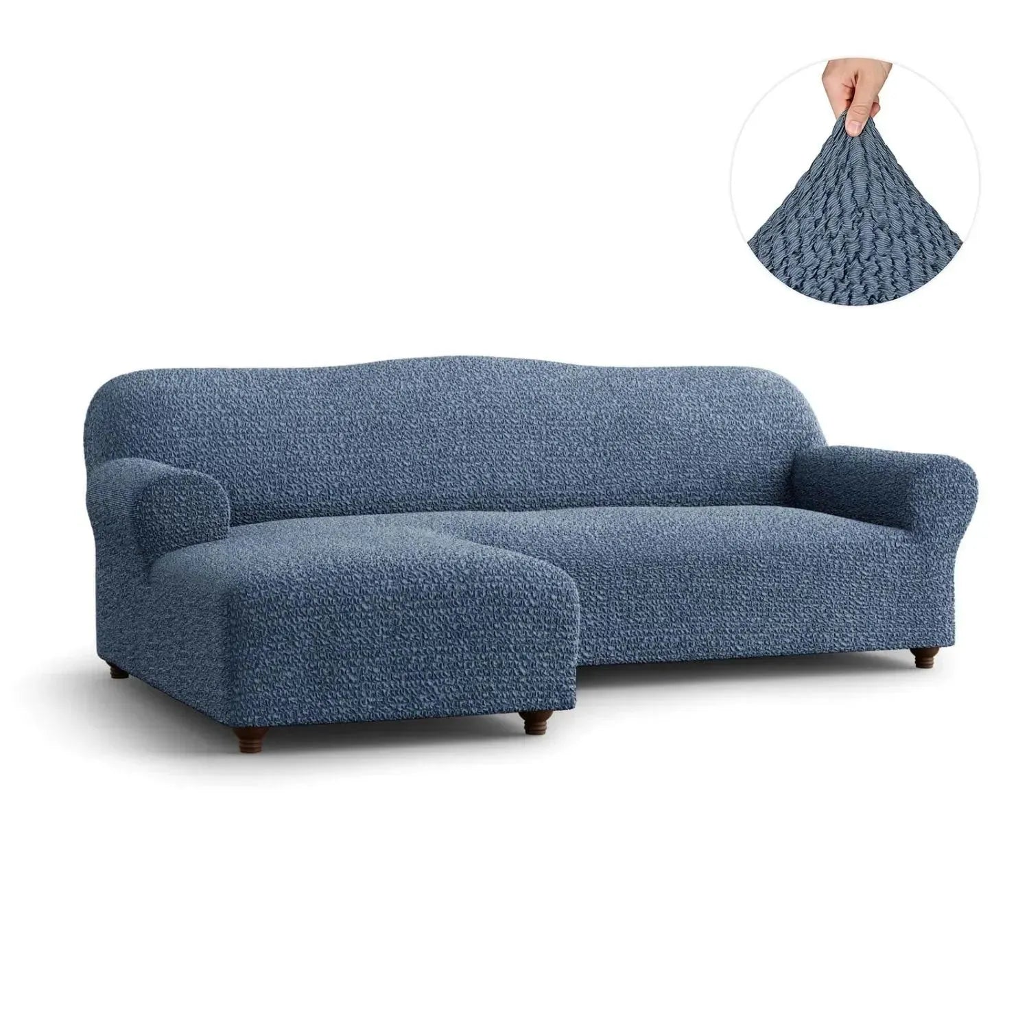 L Shaped Sofa Slipcover with Left Chaise - Mille Righe Collection | Stretchable Furniture Protector for Sectional Couches | Perfect for Living Room, Family Room & Home Theater