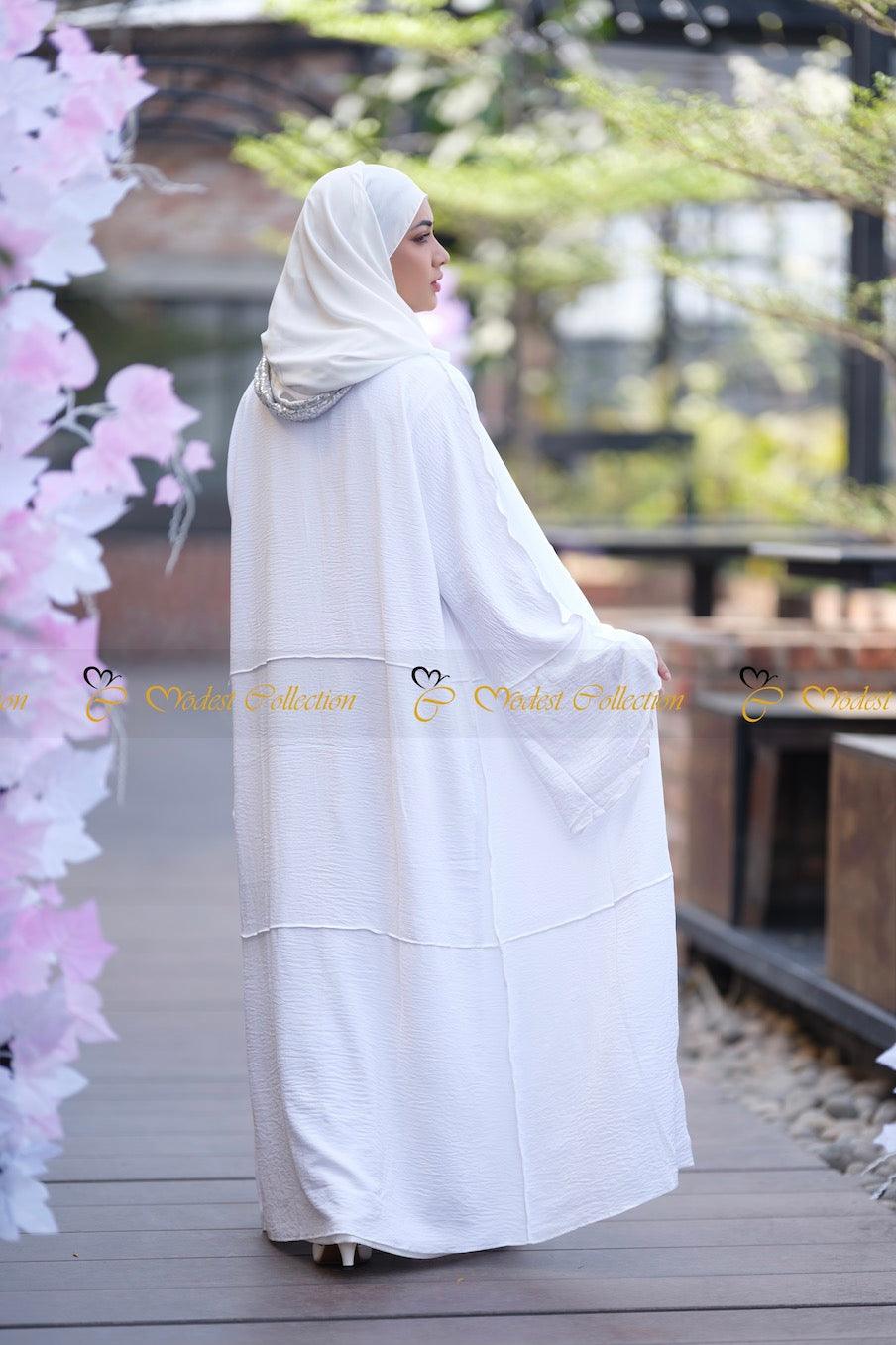 Bianca Two-Piece Abaya with Shrug Set for Women - Modest Islamic Prayer Dress for Umrah & Hajj - Perfect for Mosque, Religious Ceremonies & Special Occasions