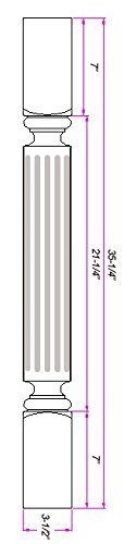 Premium Red Oak Fluted Post by Castlewood - Durable & Elegant Column for Porch, Deck, and Outdoor Decor