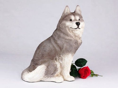 Premium Husky Gray & White Pet Cremation Urn - Durable Memorial for Dog or Cat Ashes - Indoor/Outdoor Use - Perfect for Home Memorials, Pet Cemeteries & Special Remembrance Ceremonies