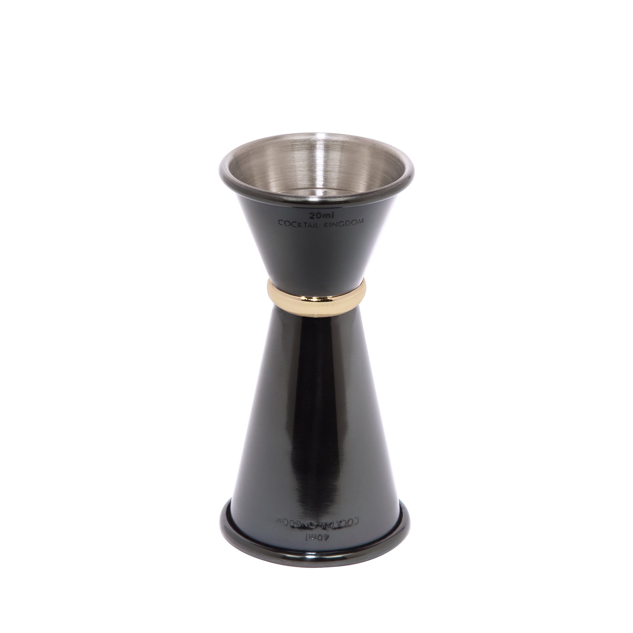 Premium Japanese Style Jigger with Gunmetal Black Finish & Gold Plated Ring - 20ml & 40ml Dual Measuring Cup for Cocktails, Bartending, and Mixology at Home Bars