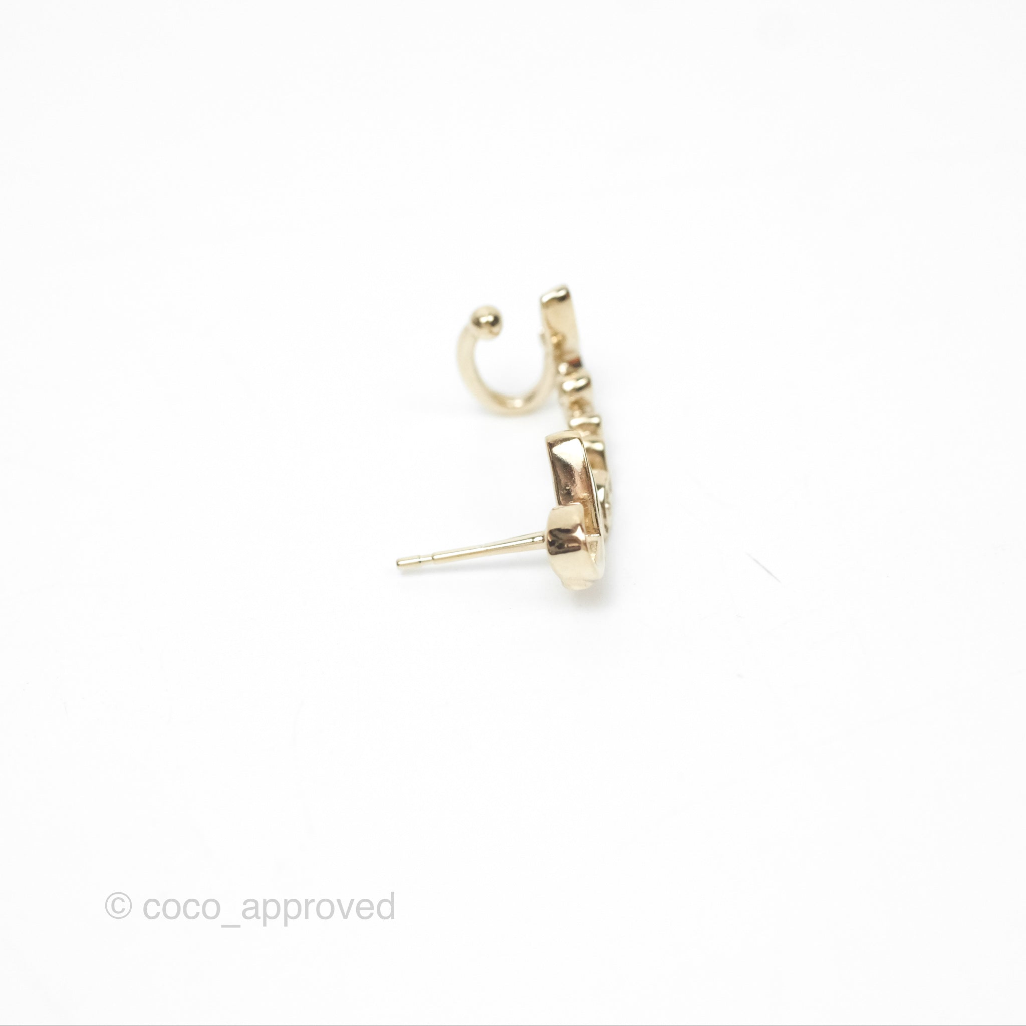 Chanel CC Coco Crystal Earrings - Gold Tone Clip-On Earrings for Women | Perfect for Parties, Weddings & Special Occasions