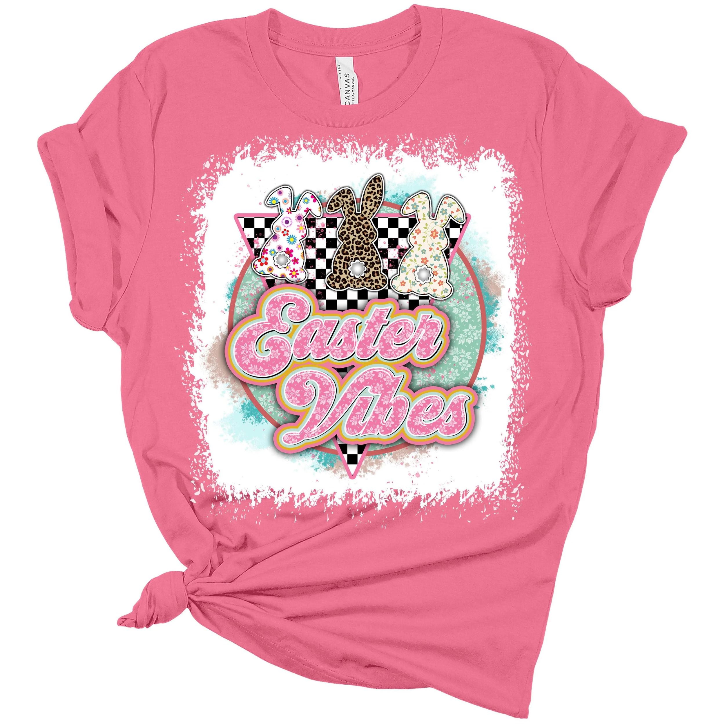 Funny Easter Graphic T-Shirt for Women - Cute Easter Vibes Tee - Perfect for Easter Parties, Egg Hunts & Spring Outfits