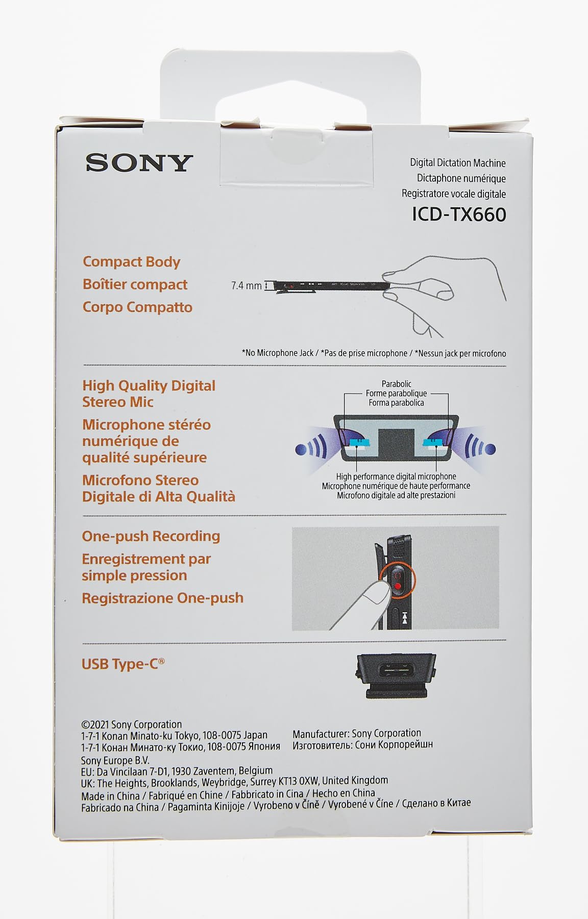 Sony ICD-TX660 Slim Digital Voice Recorder with OLED Display - Black | Compact Audio Recording Device for Lectures, Meetings & Interviews | High-Quality Sound for Professionals & Students