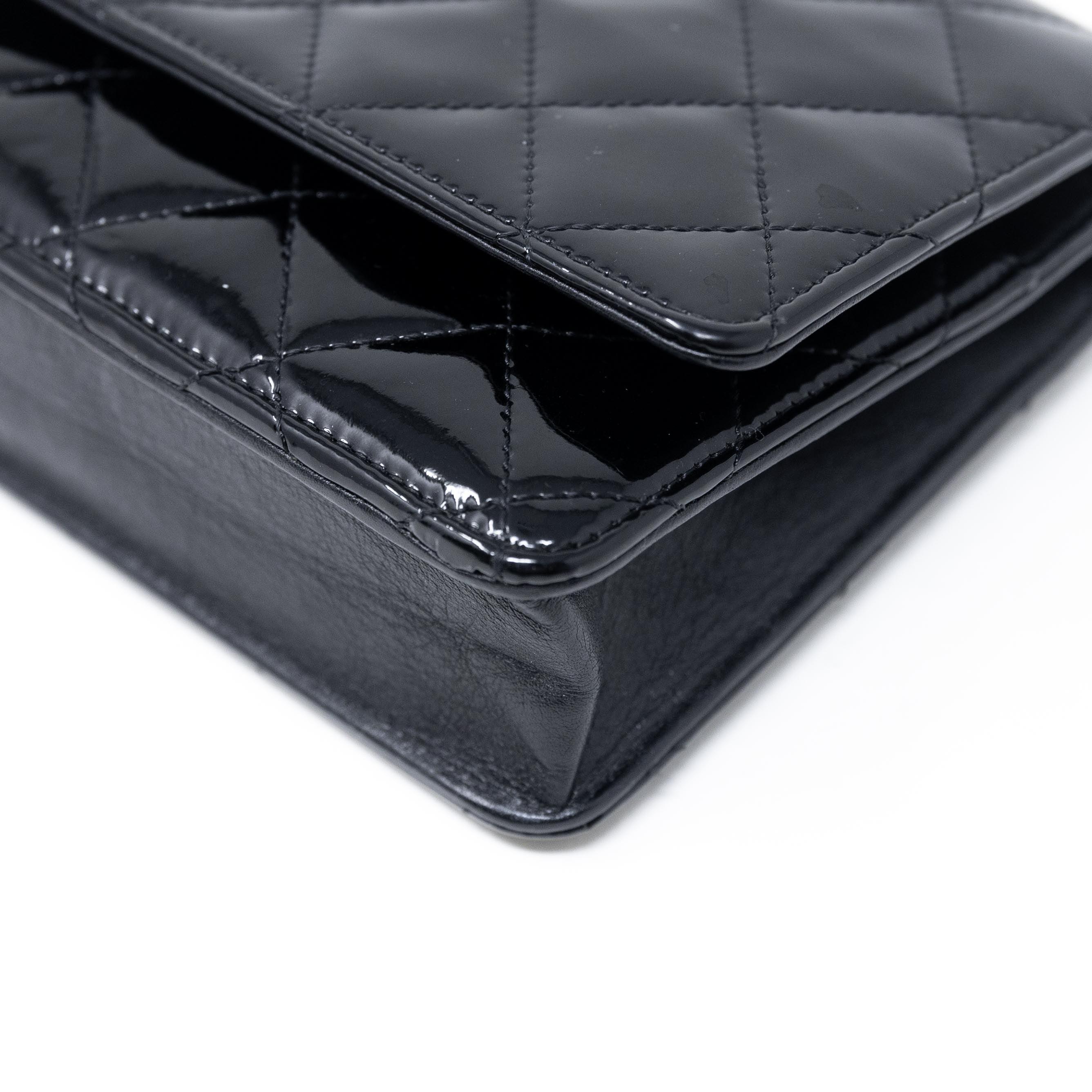 Chanel Black Patent Leather Wallet On Chain Crossbody Bag - Perfect for Evening Events & Daily Essentials
