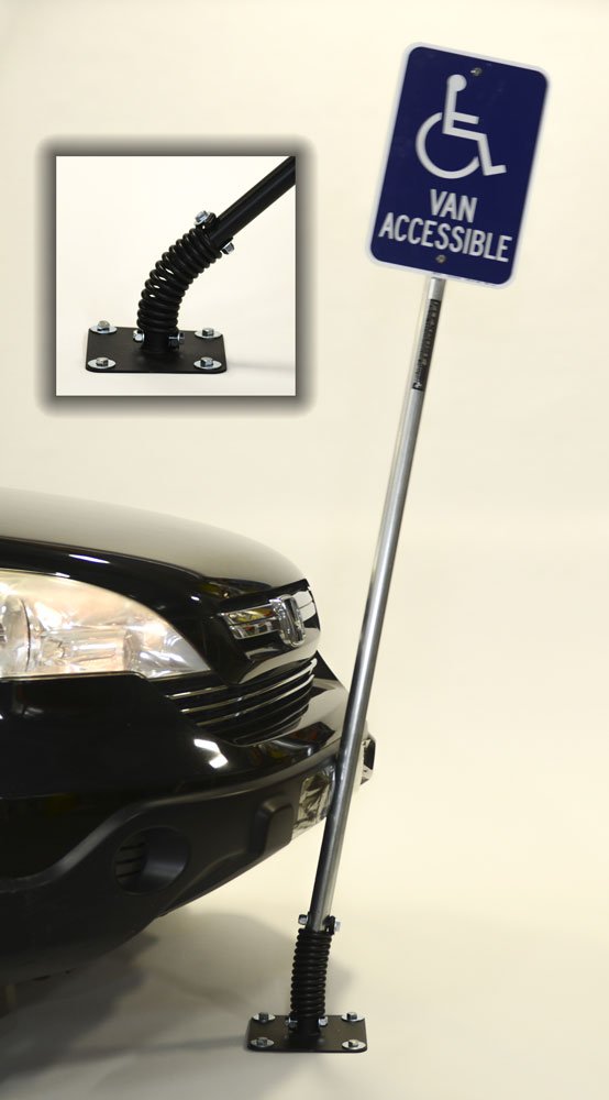 Complete FlexPost Sign Post with Concrete Mounting Solution & Sign Brackets - Durable Outdoor Signage for Parking Lots, Driveways & Property Boundaries