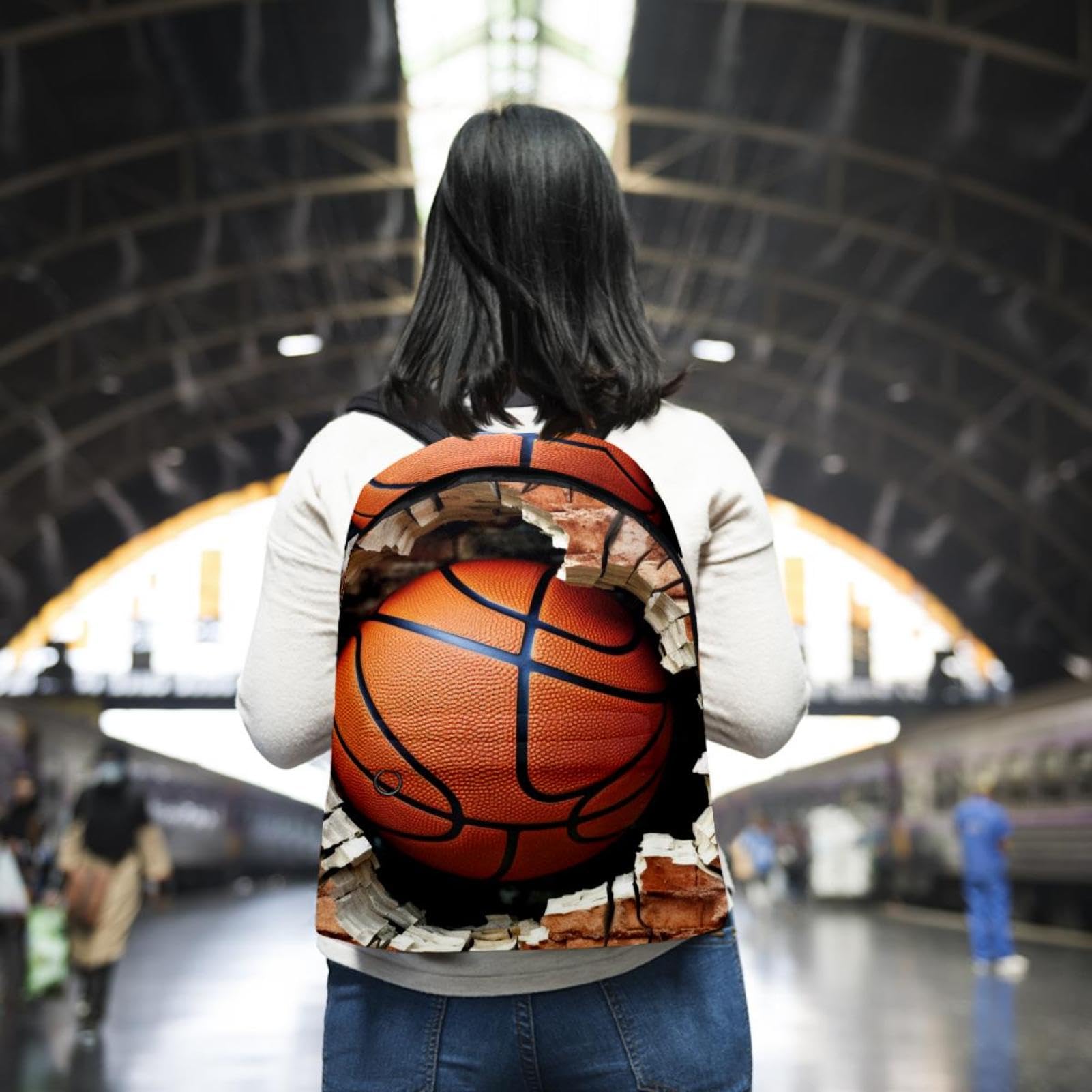 Men's & Women's Travel Backpack with Ball Basketball Wall Texture - Durable & Stylish for Hiking, Gym, Work & Daily Commute