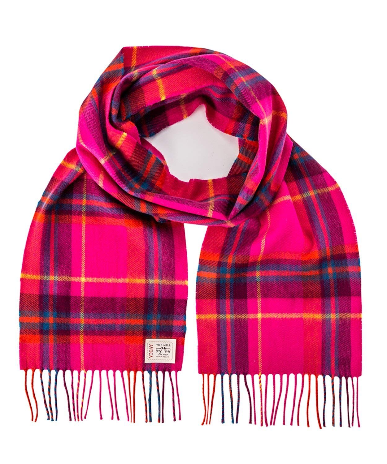 Avoca Pure Wool Scarf - Authentic Irish Made, Soft & Warm Hot Pink Winter Accessory for Women - Perfect for Cold Weather, Gift Giving & Fashion Styling