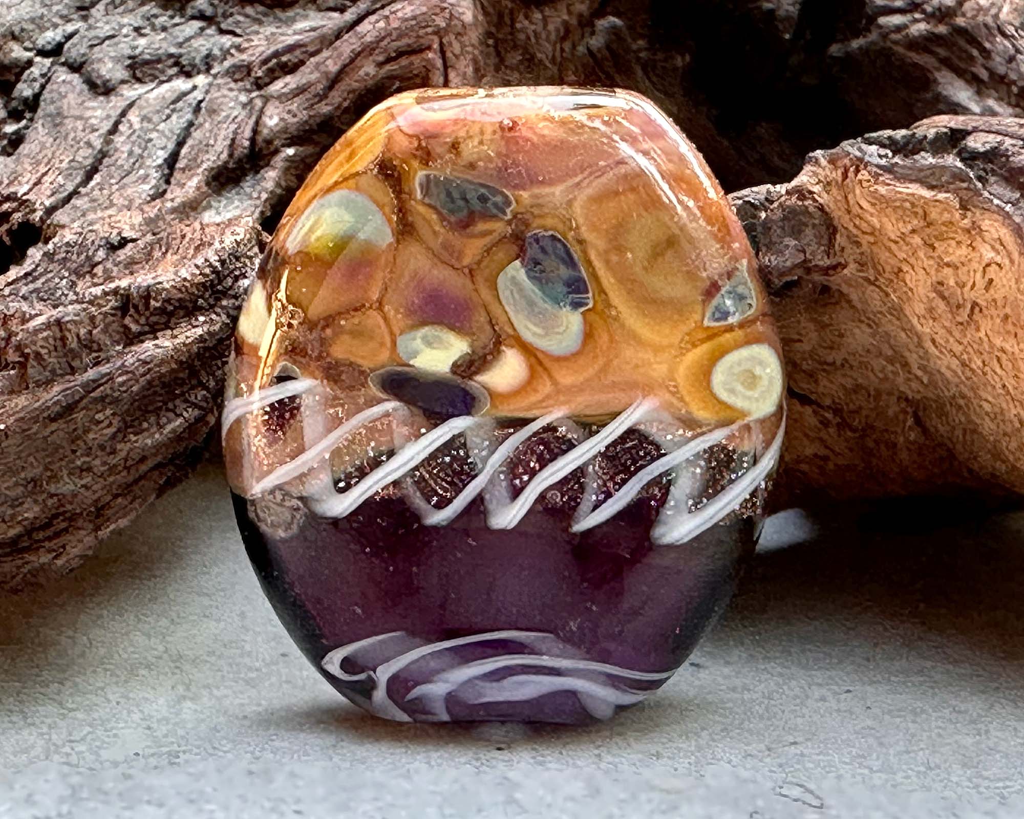 Brown Amethyst Shimmer Lampwork Focal Bead SRA - Handmade Glass Bead for Jewelry Making, DIY Crafts & Beading Projects | Perfect for Necklaces, Bracelets & Earrings