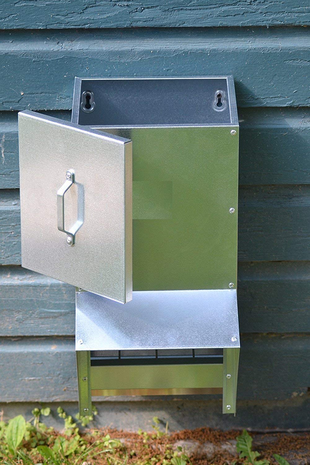 RentACoop Galvanized Chicken Trough Feeder - 25LB Capacity Weatherproof Poultry Food Dispenser with Lid for Hens, Ducks & Birds - Perfect for Backyard Coops & Farm Use