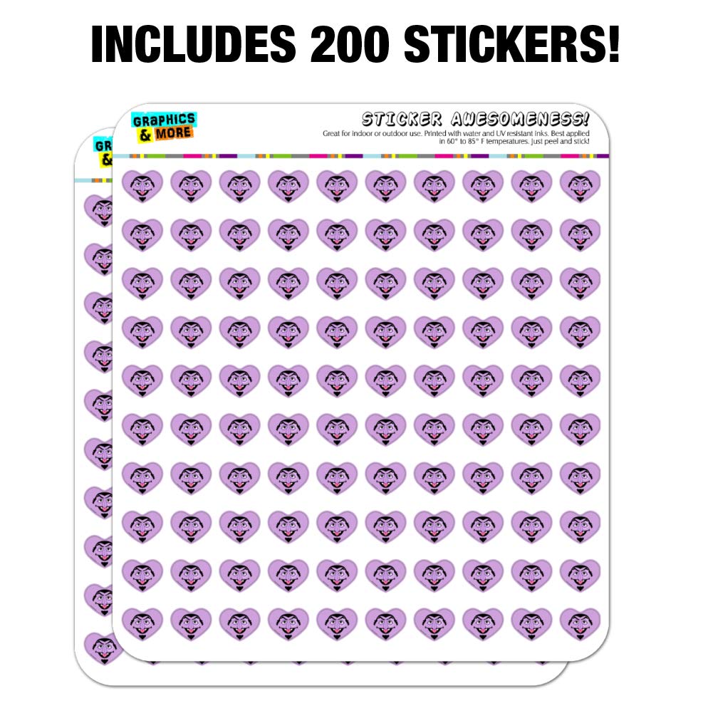 Sesame Street Count Face Heart Shaped Planner Stickers - DIY Scrapbook & Calendar Decoration for Kids, Journaling, Bullet Journal, and Craft Projects