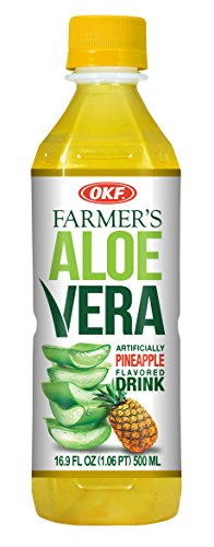 OKF Farmer's Aloe Vera Drink with Pineapple Flavor, 16.9 fl oz (Pack of 12) - Refreshing Aloe Vera Beverage for Hydration, Digestion & Skin Health - Perfect for Summer, Workouts & Healthy Lifestyle