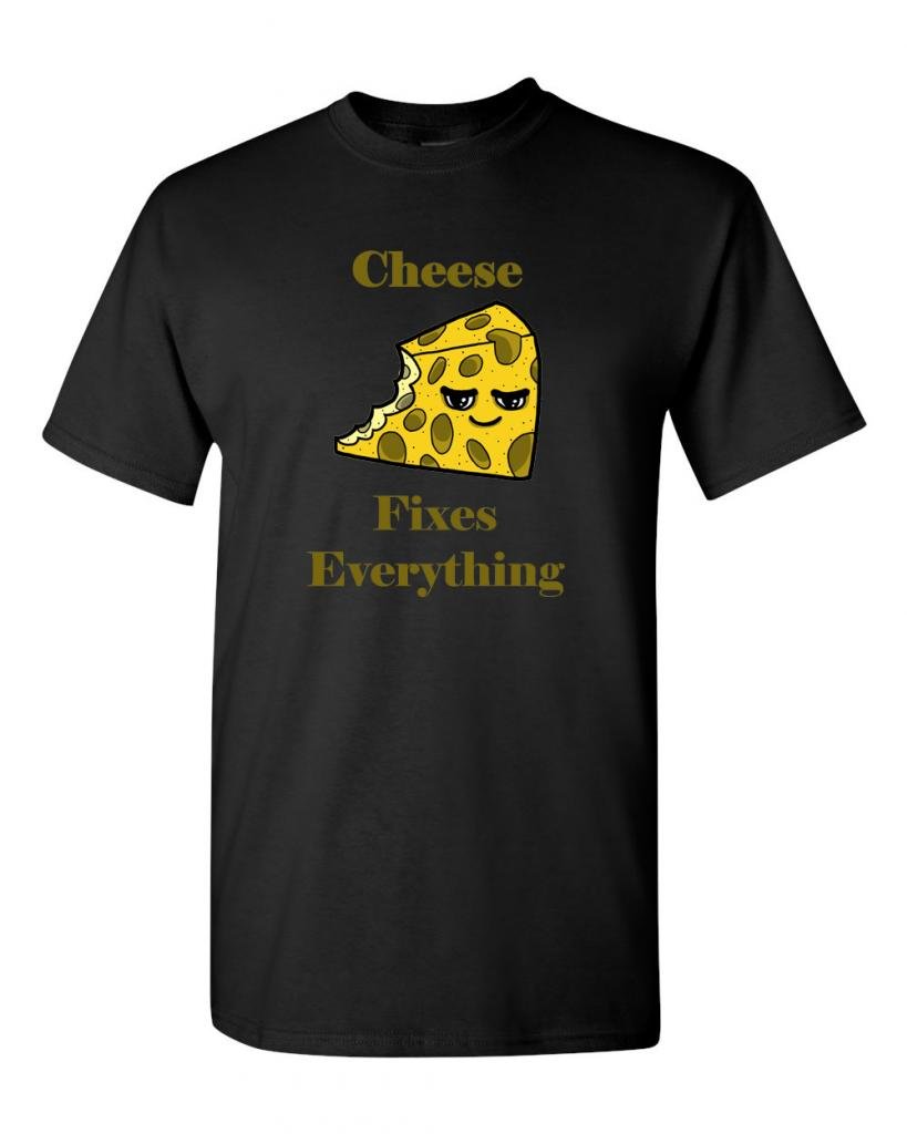 Cheese Fixes Everything Funny Adult T-Shirt - Casual Graphic Tee for Cheese Lovers, Gift Idea for Foodies & Humor Fans | Perfect for Parties, Gifts & Everyday Wear