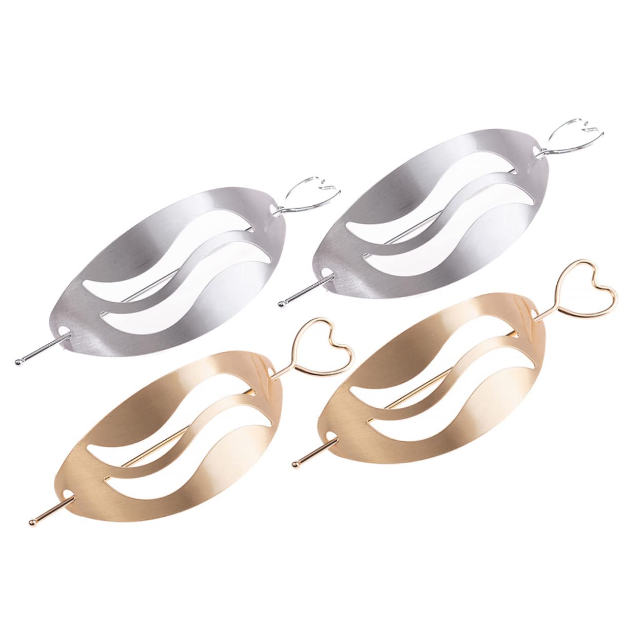 FRCOLOR 4pcs Vintage Wavy Cutout Metal Hair Clips for Women - Hair Slide, Hairpins, Bun Hair Pieces & Hair Forks - Perfect for Weddings, Parties & Everyday Styling