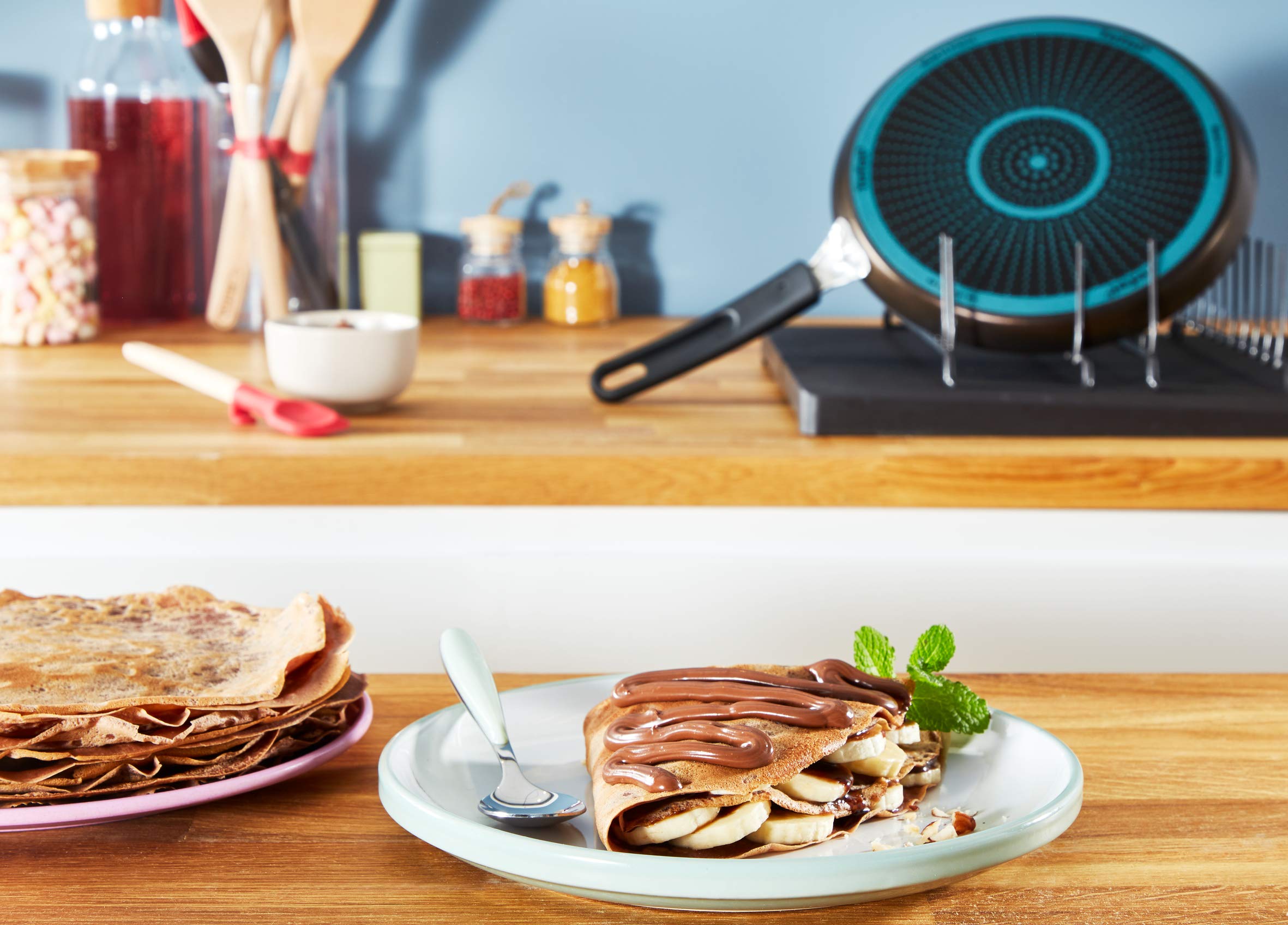 Tefal Easy Cook and Clean 34cm Nonstick Crepe Pan with Pebble Dispenser - Perfect for Breakfast, Desserts & French Cuisine