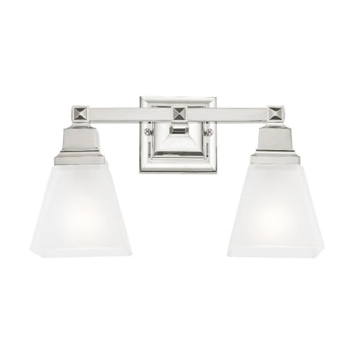 Livex Lighting 1032-35 Mission 2-Light Bathroom Vanity Light Fixture, Polished Nickel Finish, 15