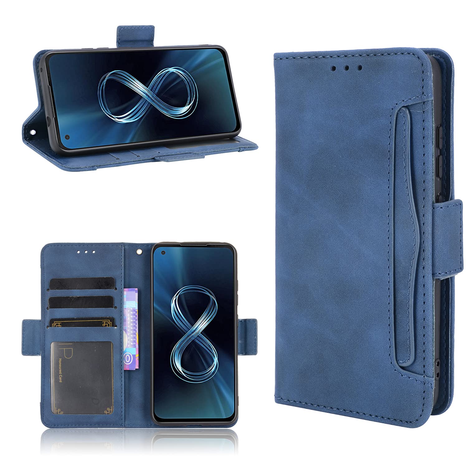 Premium Leather Wallet Case for ASUS Zenfone 8 - Flip Cover with Card Slots & Magnetic Closure | Slim Protective Phone Case for Zenfone 8 | Perfect for Business, Travel & Everyday Use (Blue)