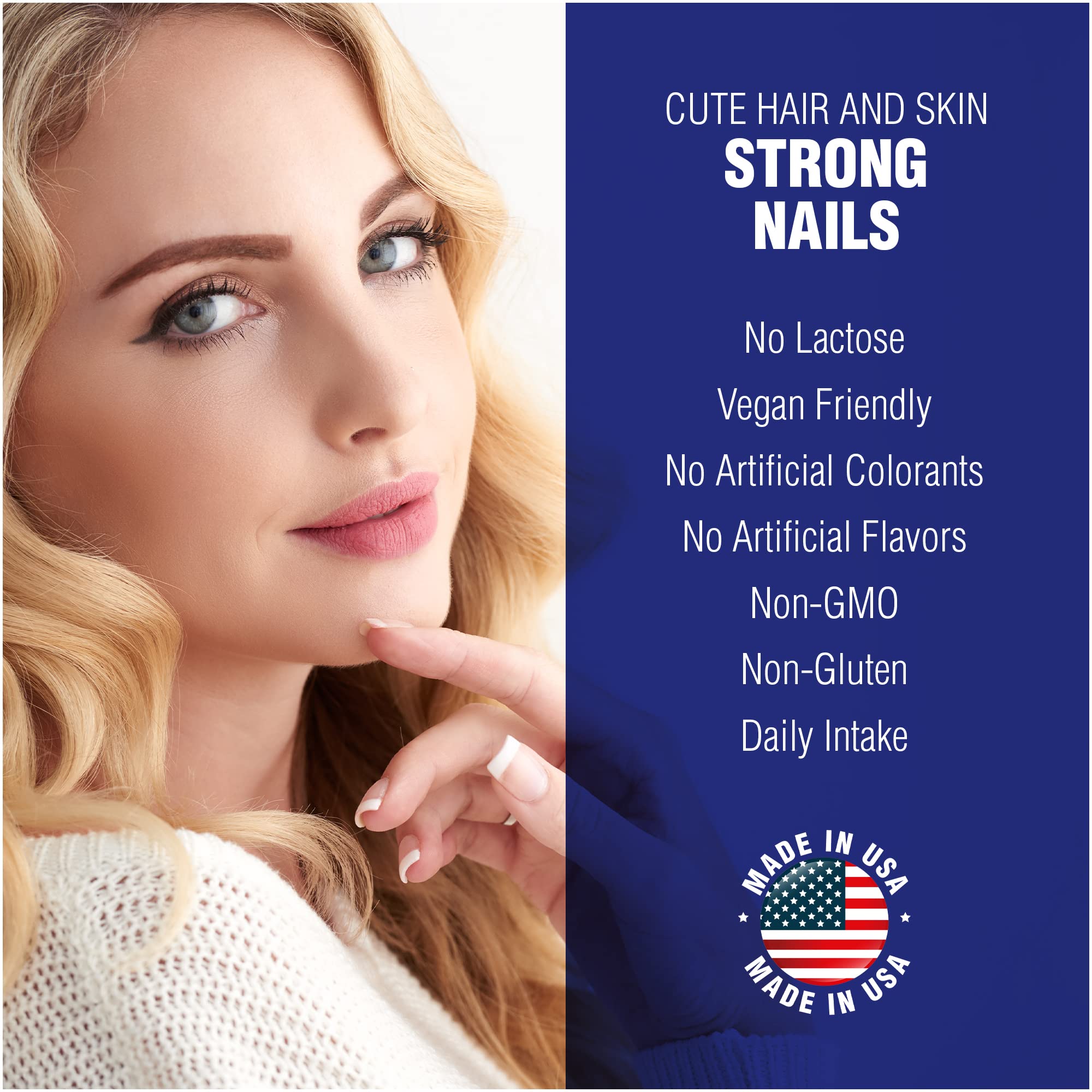Natural Biotin Hair Skin & Nails Vitamins Supplement - 60 Capsules for Strong Nails & Hair Growth - Supports Skin Protection for Women & Men | Daily Beauty & Wellness Boost for Healthy Hair & Glowing Skin