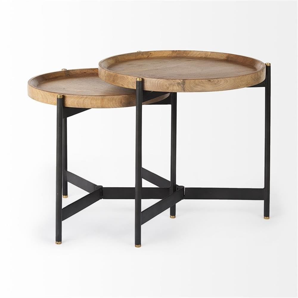 Mercana Marquisa Nesting Tables - Set of 3 Light Brown End Tables for Living Room, Bedroom, or Office - Modern Coffee Table Set with Storage Space