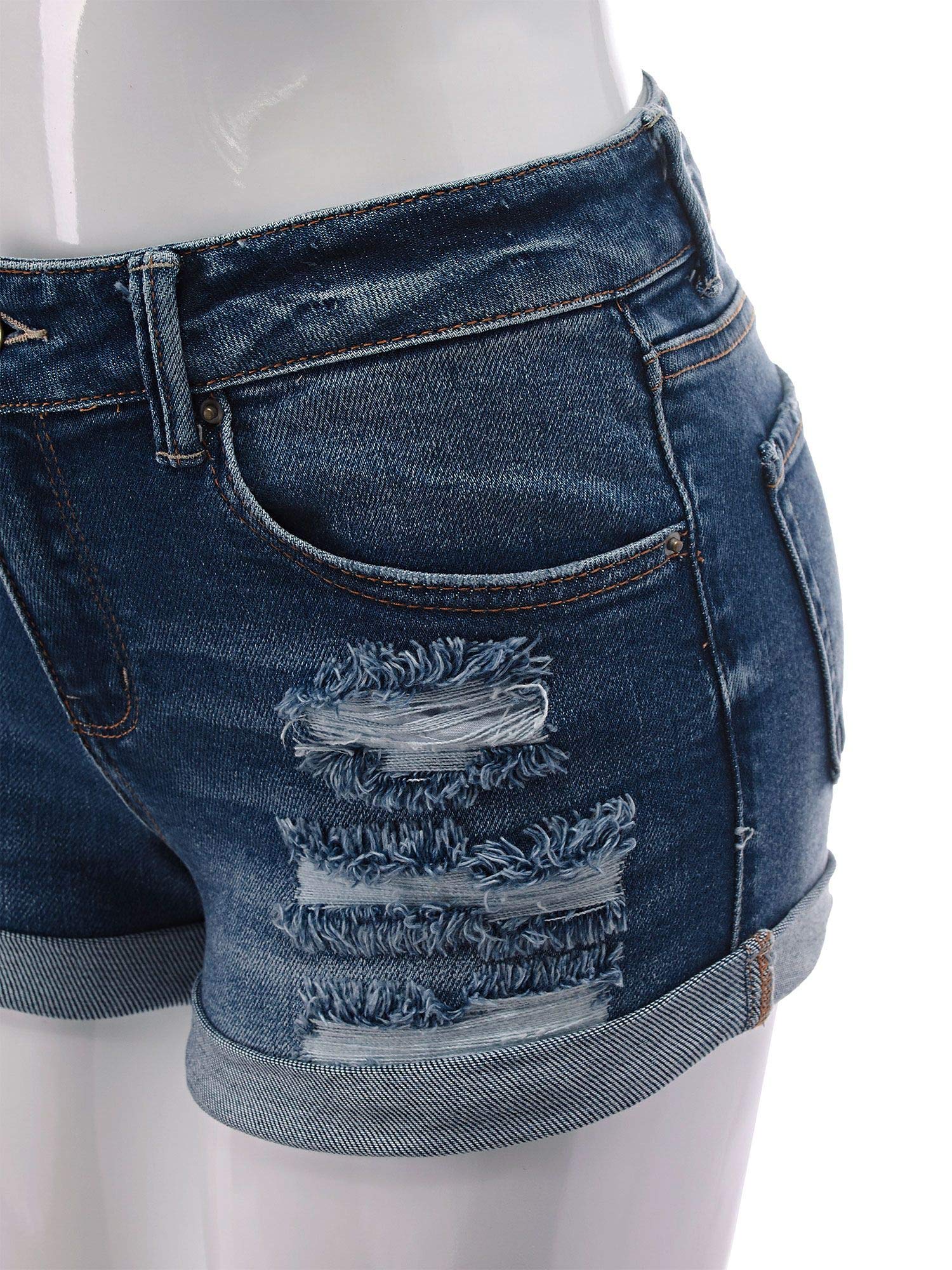FashionMille Women's Distressed Ripped Denim Shorts with Folded Hem | Casual Summer Jeans Shorts for Streetwear & Beach Outfits