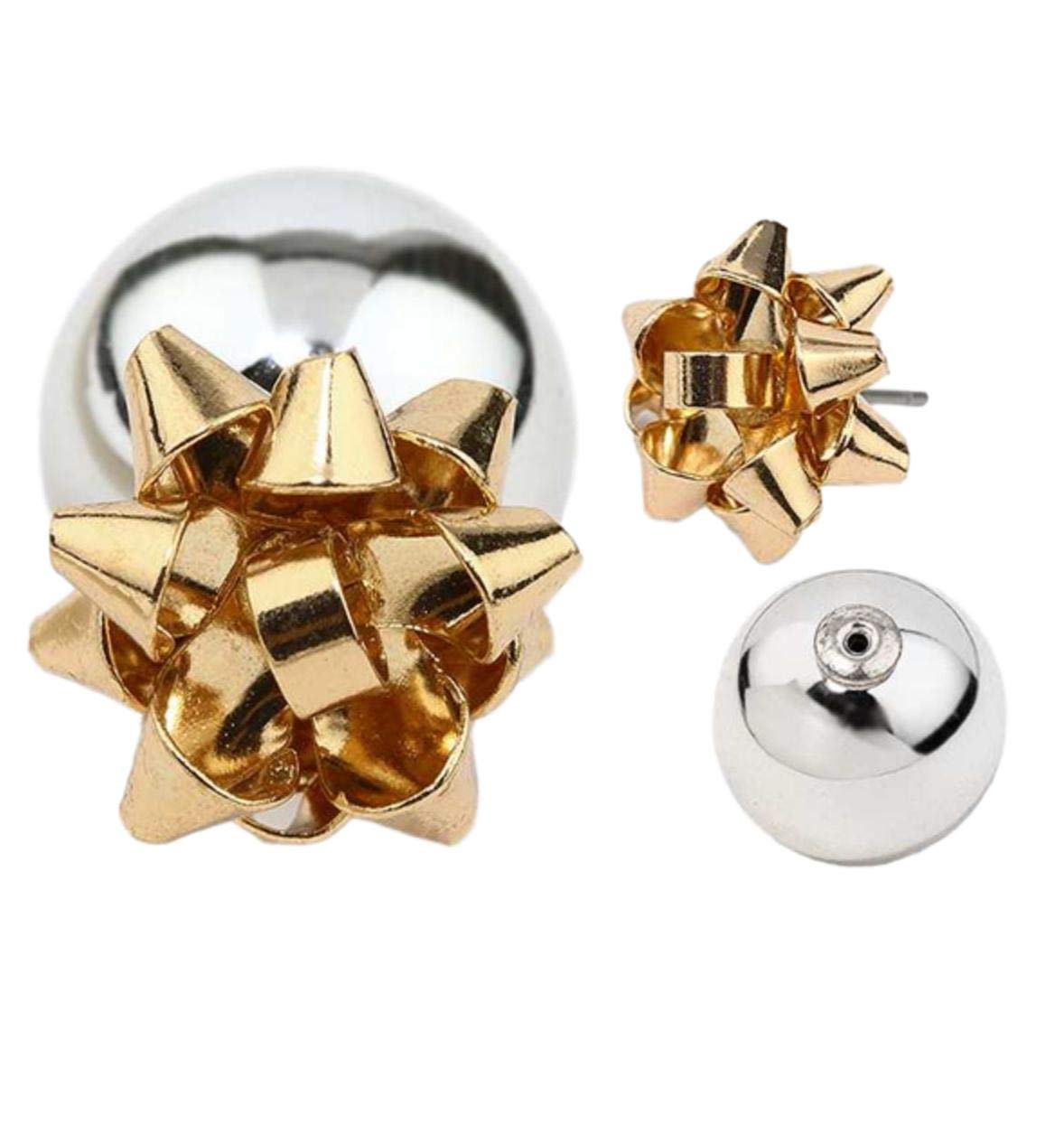 Elegant Christmas Double Sided Bow and Ball Earrings - Festive Holiday Jewelry for Women - Perfect for Parties, Gifts & Seasonal Celebrations