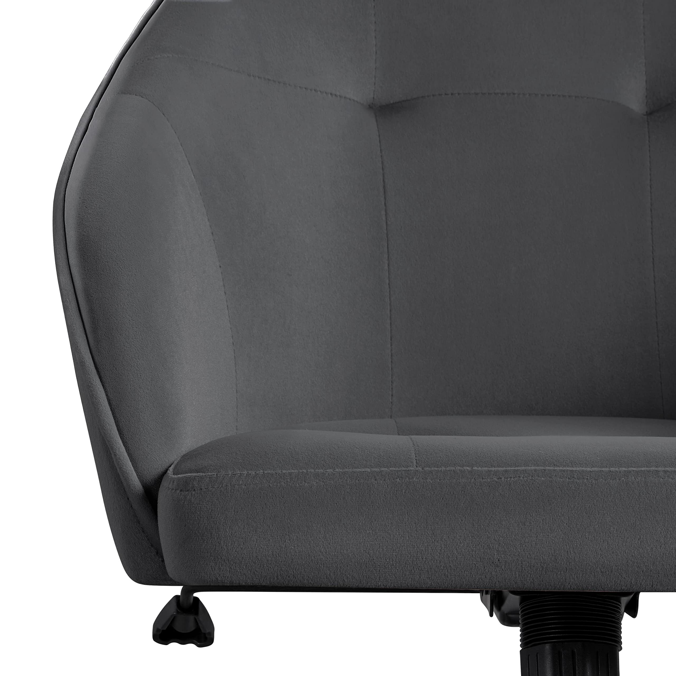 Topeakmart Velvet Office Desk Chair with 360° Swivel & Height Adjustable - Modern Upholstered Task Chair with Metal Base & Armrests - Perfect for Home Office, Computer Work, Makeup Vanity & Study (Gray)