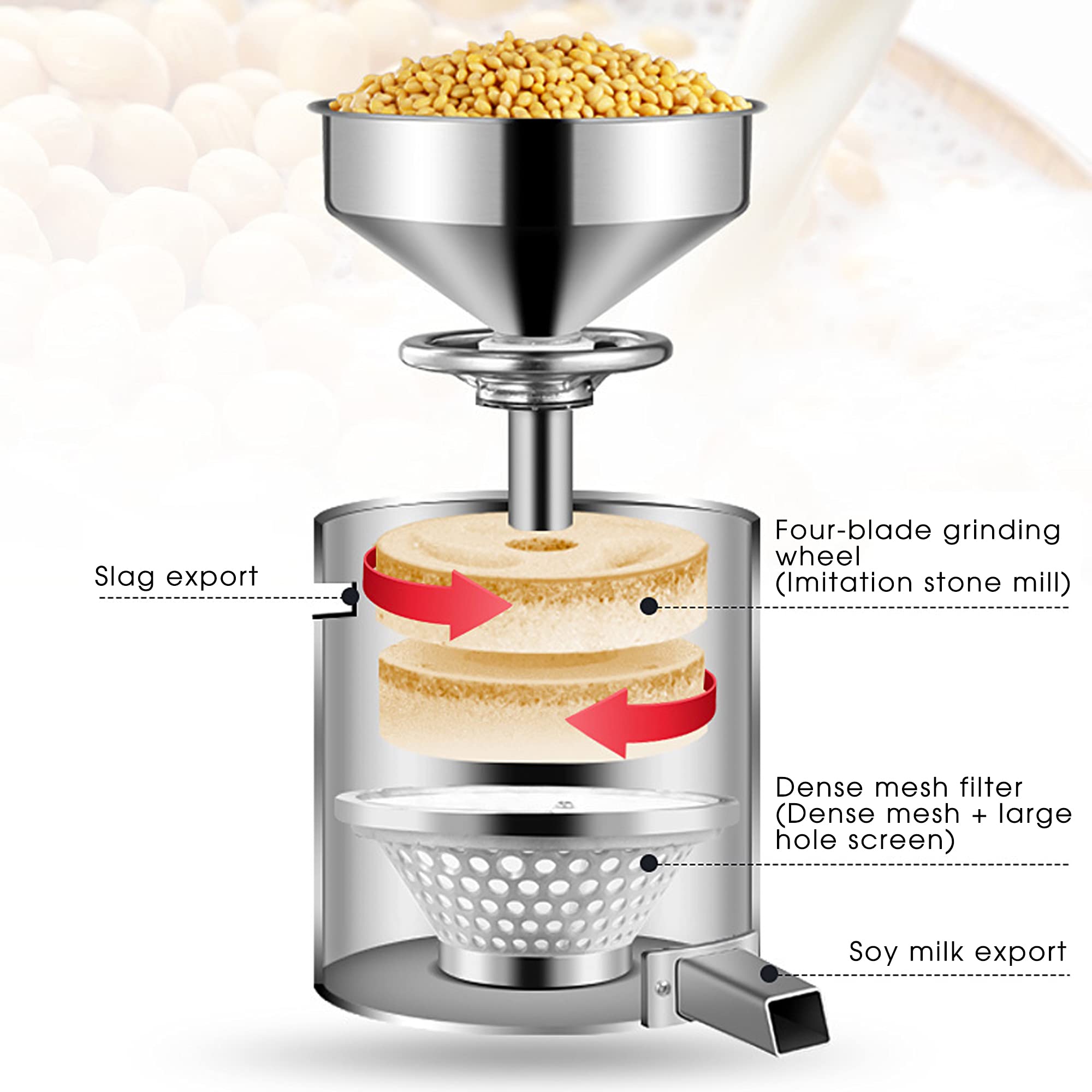 Commercial 1100W Automatic Soy Milk Maker Machine - Stainless Steel Multi-Functional Nut & Coffee Bean Grinder for Milk Drinks (60KG/H) - Perfect for Cafes, Restaurants & Home Kitchens