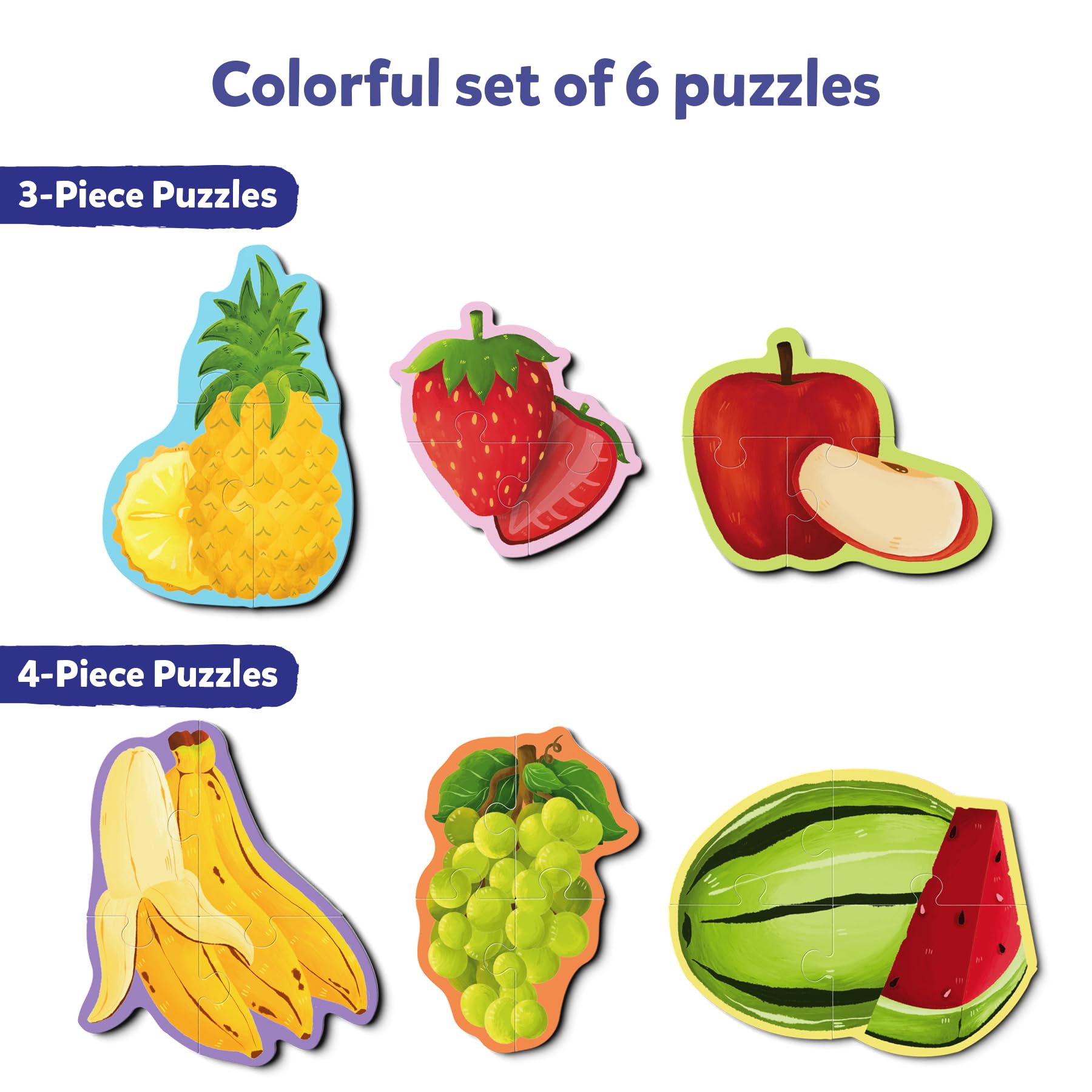Skillmatics My First Puzzle Set - 21 Piece Fruit Jigsaw & Toddler Puzzles, Educational Learning Toy for Boys & Girls Age 3-6 | Perfect Gift for Preschoolers | Fun Indoor Activity for Early Childhood Development