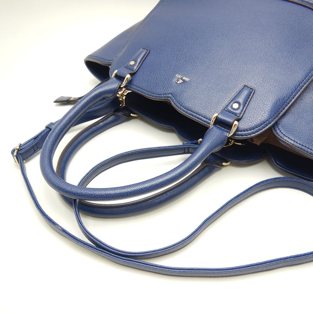 4℃ 2-Way Tote Bag - Dark Blue Synthetic Leather Crossbody & Shoulder Bag for Women, Perfect for Work, Travel & Daily Use