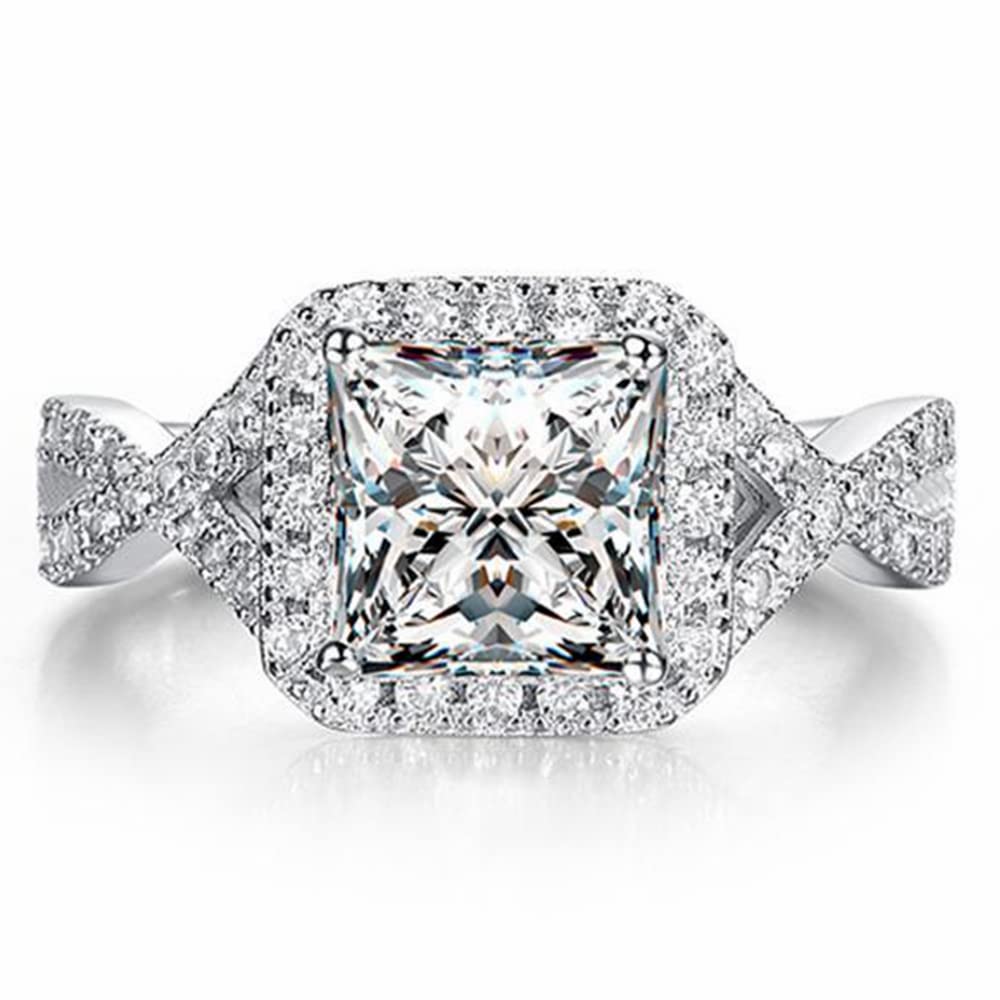 1.5 Carat Princess Cut Moissanite Engagement Rings for Women - 10K/14K/18K White Gold, Platinum Plated Silver - Anniversary & Promise Rings with Custom Text Engraving | Perfect for Proposals, Weddings & Romantic Gifts