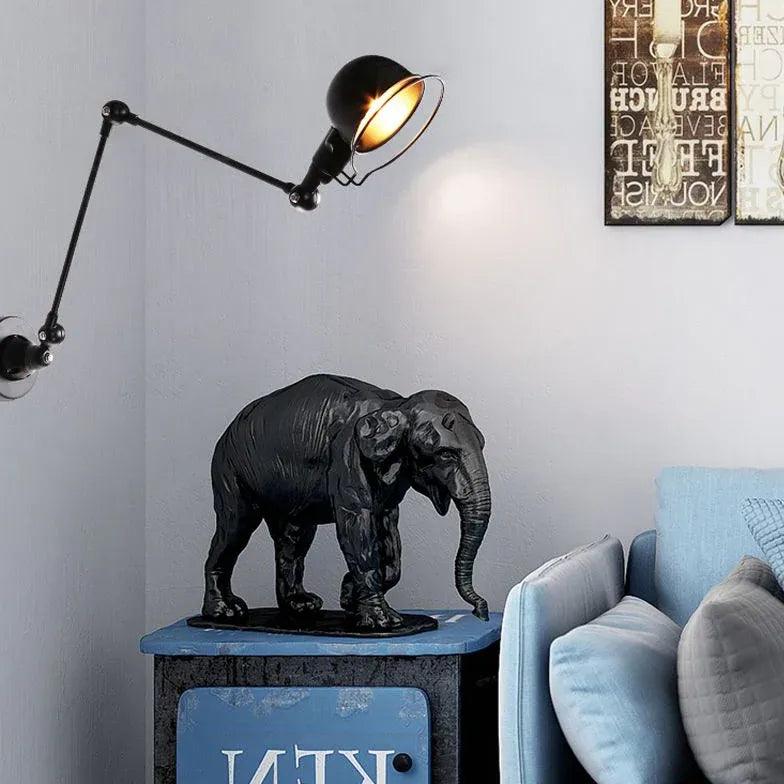 Double Section Arm Reading Industrial Wall Lights - Durable Metal Wall Sconce for Home Office, Workshop & Garage Lighting