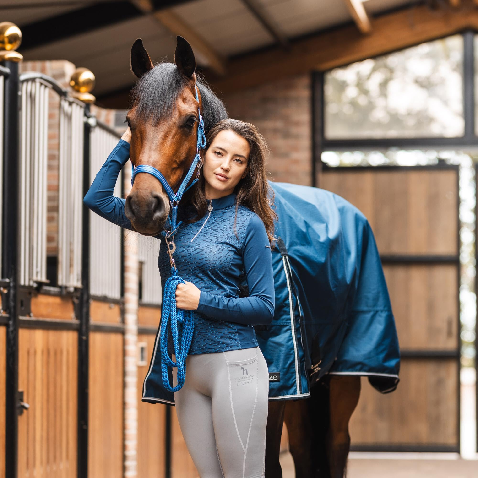 HORZE Glasgow Lightweight Waterproof Turnout Horse Blanket No Fill - Opal Blue - 75 Inch - Perfect for Outdoor Riding, Stable Use & All-Weather Protection