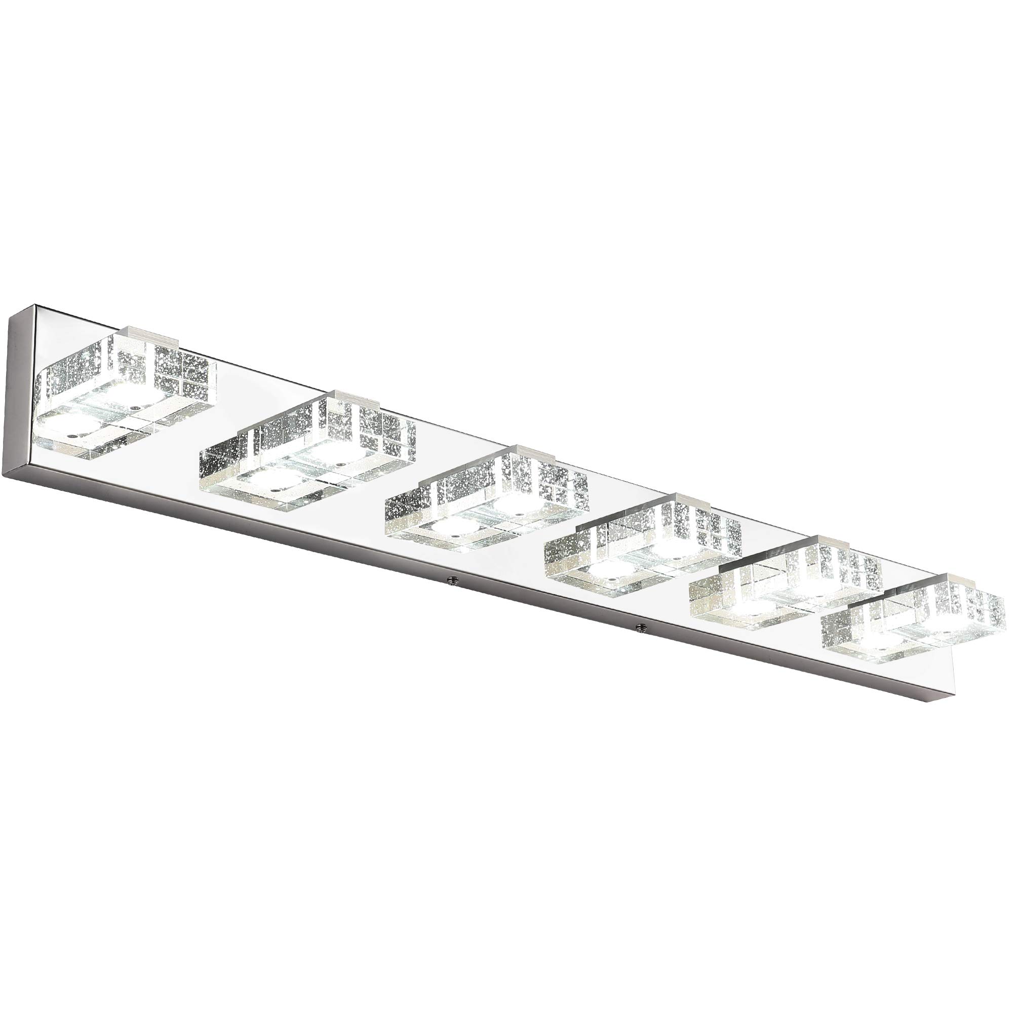 SOLFART 6-Light LED Vanity Mirror Light Fixture - 37.8 Inch Modern Bathroom Lighting with Glass & Stainless Steel - Perfect for Vanity, Makeup Area, and Bathroom Mirror Illumination