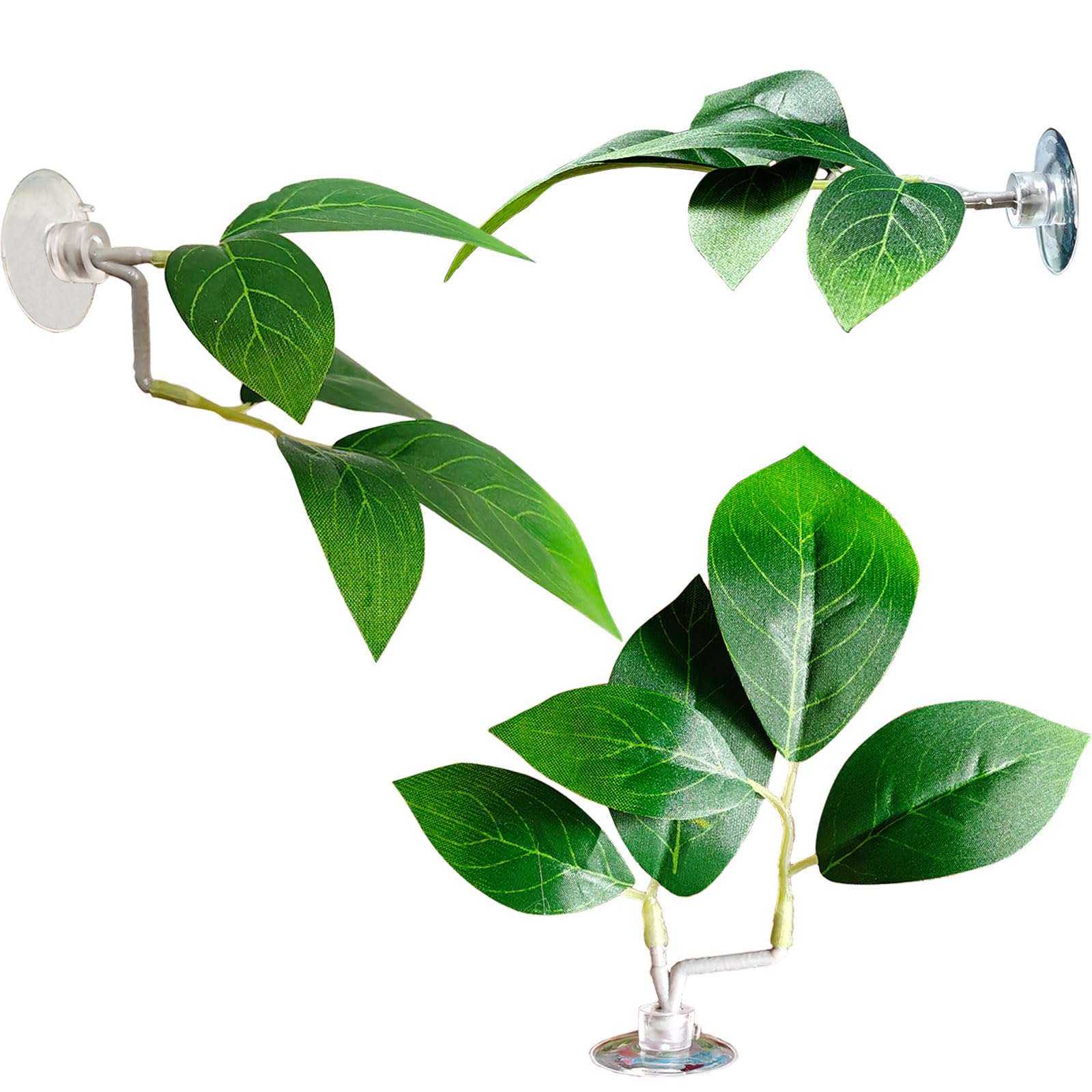 Natural Betta Fish Leaf Pad - 3 Pack Adjustable Plastic Aquarium Plants with Suction Cups | Fish Tank Decor for Betta Habitat, Spawning & Resting | Multi-Leaf Design for Breeding & Playing | Perfect for Small Tanks & Nano Aquariums