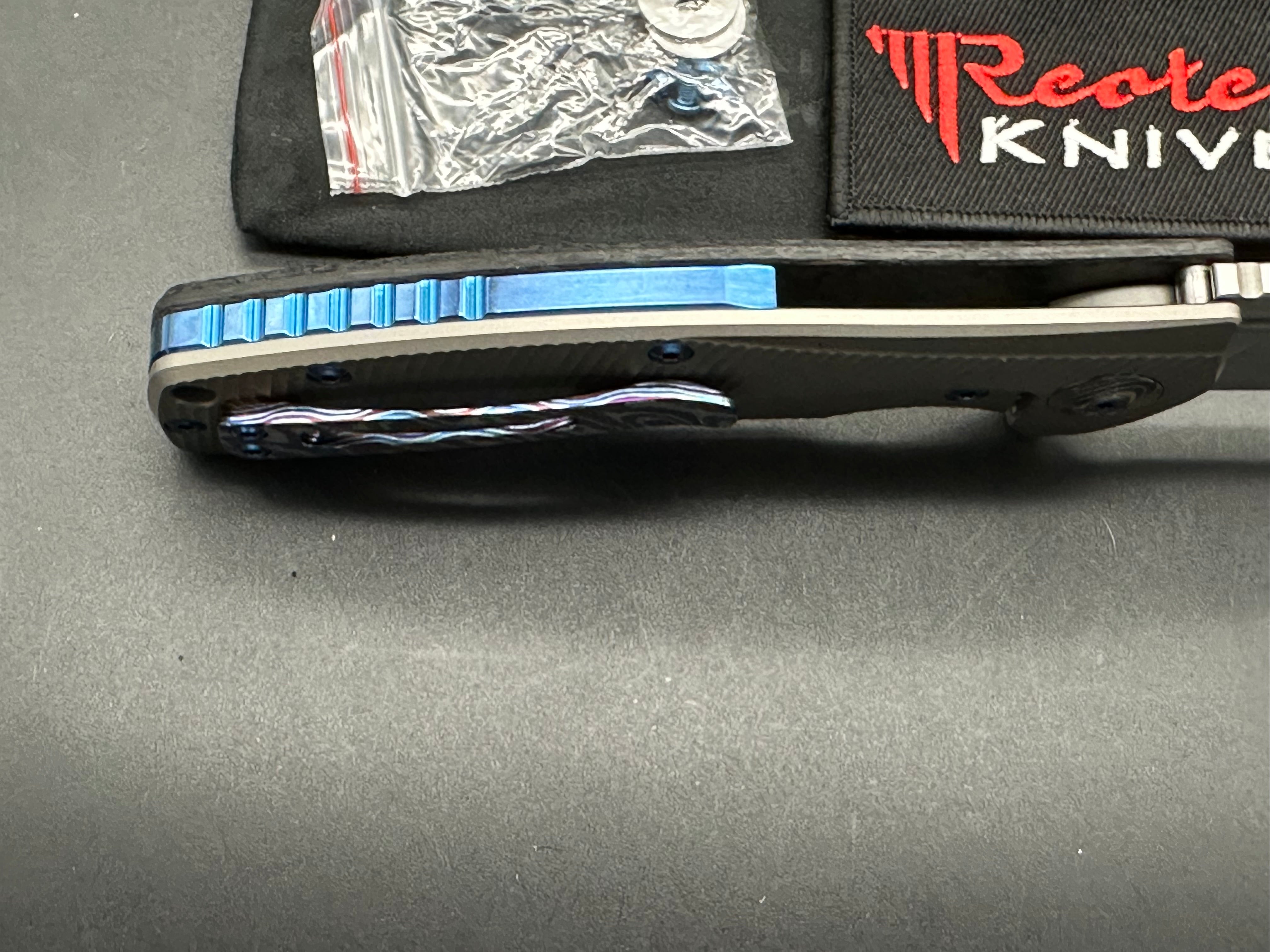 Reate Horizon D Titanium Folding Knife with Marble Carbon Fiber Scales & Real Timascus Clip - EDC, Outdoor, Camping, Survival Gear