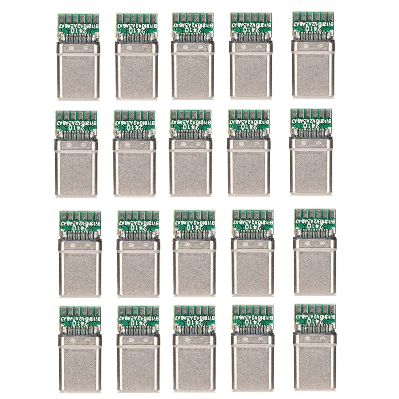 Yoidesu 20Pcs USB Type C Male Connector 24 Pin - 12V 3A USB 3.0 Plug with 56K Resistor & 10u Capacitor for Fast Charging - Compatible with Phones, Tablets, Laptops, Cameras, Projectors - Perfect for Home, Office & Travel Charging Solutions