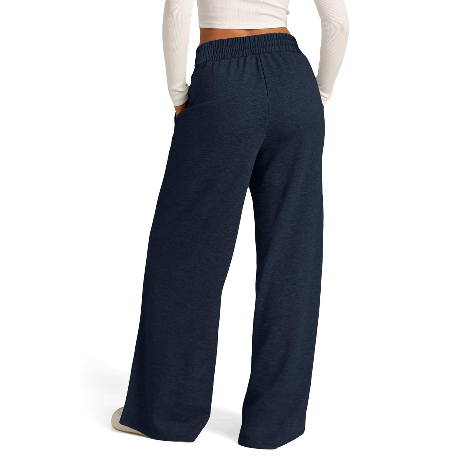 Women's High Waisted Wide Leg Sweatpants - Elastic Drawstring Lounge Pants with Pockets | Comfortable Baggy Straight Leg Pajama Pants for Yoga, Home, Travel & Casual Wear