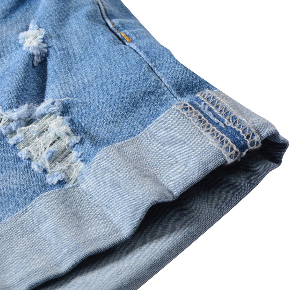 Vanberfia Women's Stretch Denim Mid Rise Jean Shorts with Pockets - Comfortable & Stylish Casual Summer Shorts for Beach, Shopping and Outdoor Activities