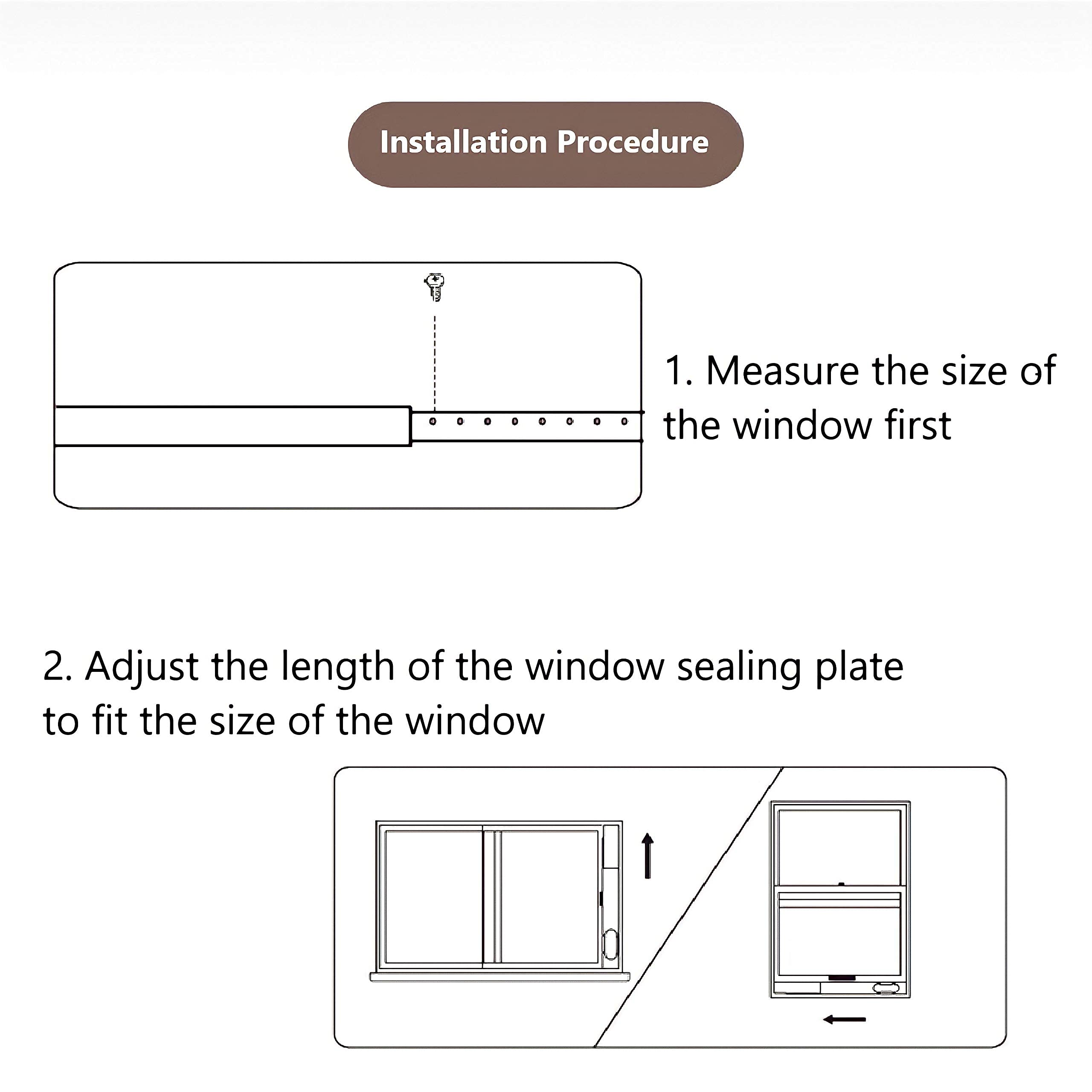 2PCS Adjustable Portable Air Conditioner Window Vent Kit - Up to 43.3 Inch Length, AC Window Seal Plate & Slide Kit for Efficient Cooling | Perfect for Apartments, Bedrooms, Home & Office Use | Easy Installation & Energy Saving Solution