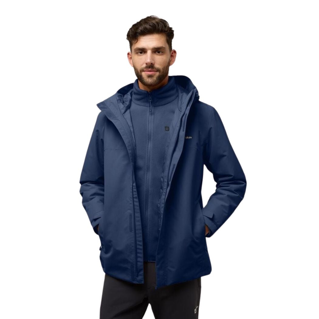 Jack Wolfskin Altenberg 3-in-1 Men's Waterproof Hiking Jacket - Windproof & Breathable Outdoor Jacket for Camping, Trekking & Winter Adventures