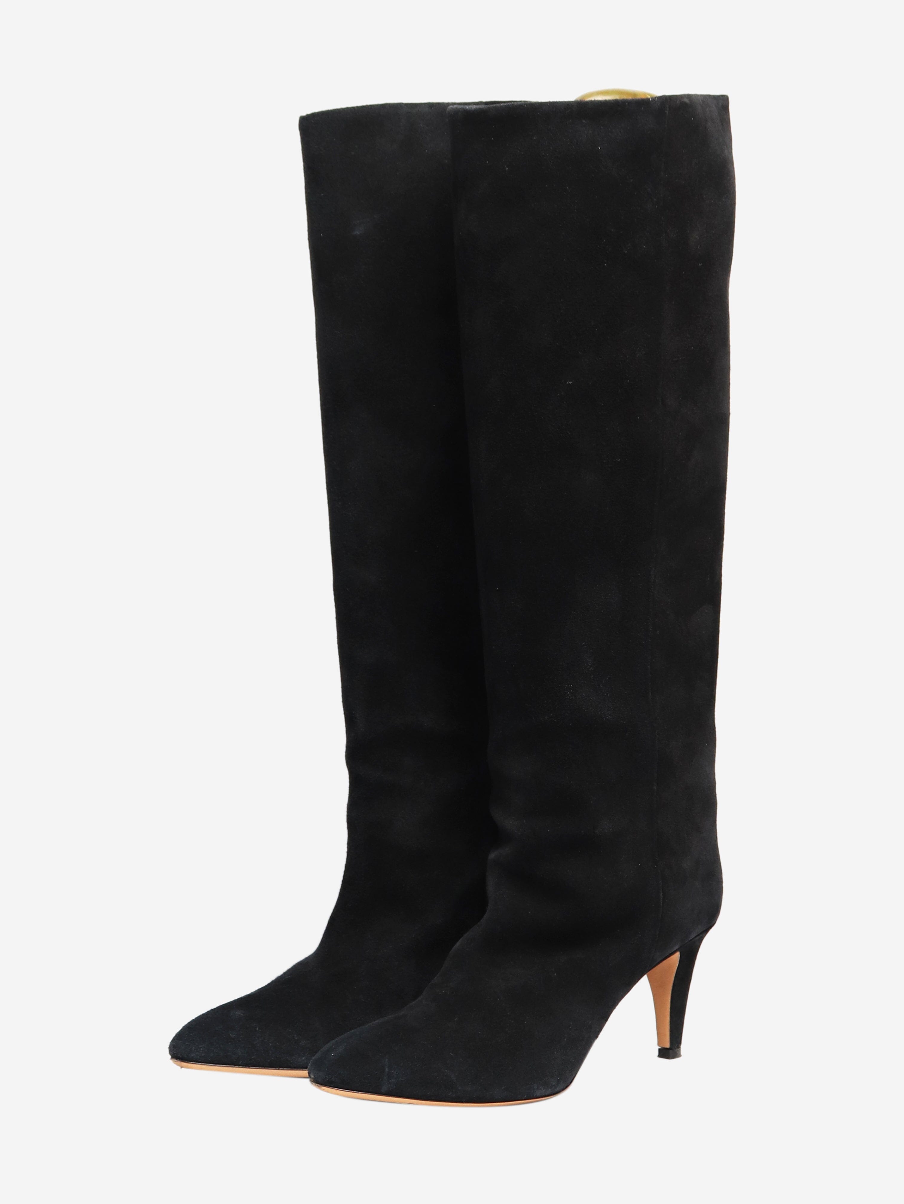 Stylish Black Suede High Boots for Women - Size EU 41 (UK 8) - Perfect for Fall/Winter Fashion, Date Nights & Office Wear