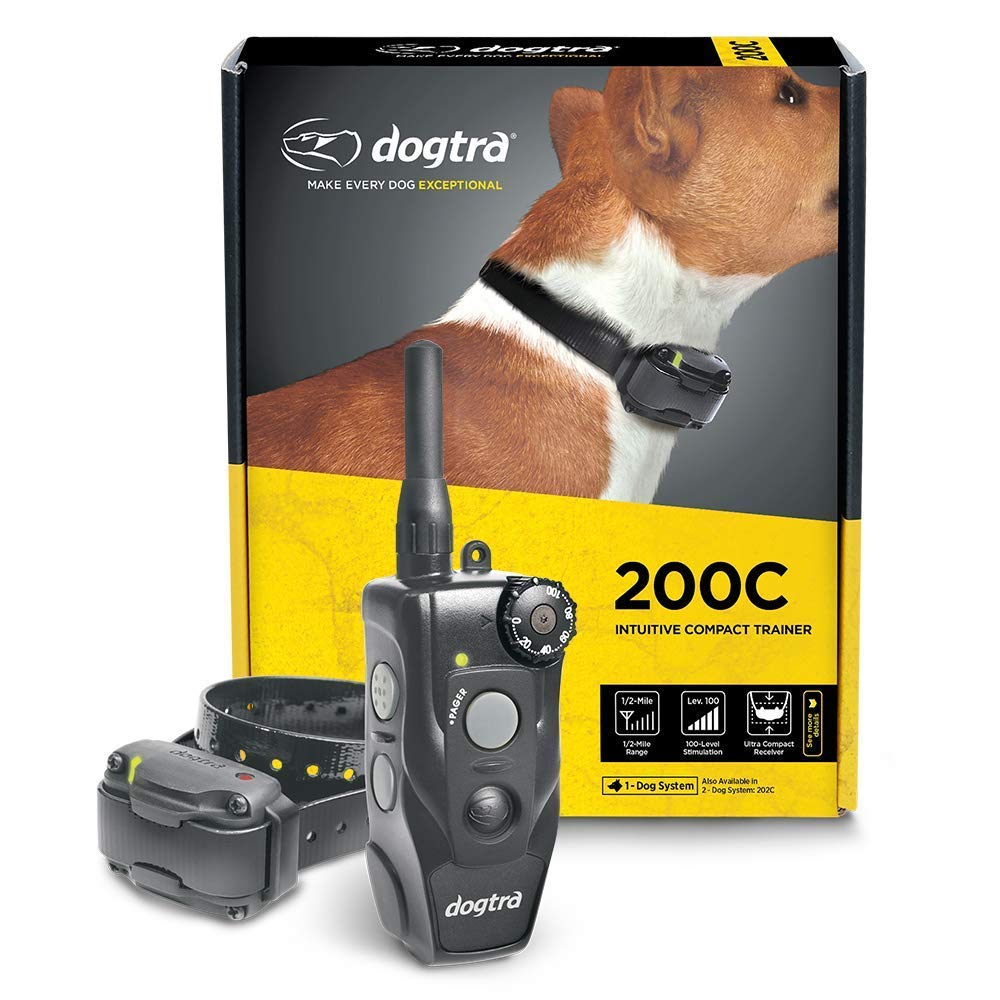 Waterproof Dog Training Collar - Dogtra 200C Remote E-Collar with ½-Mile Range & One-Handed Operation | Includes Teacher's Pet Training Kit, Clicker, Stainless Steel Leash & Hunting Dummy | Perfect for Obedience Training, Hunting & Outdoor Adventures