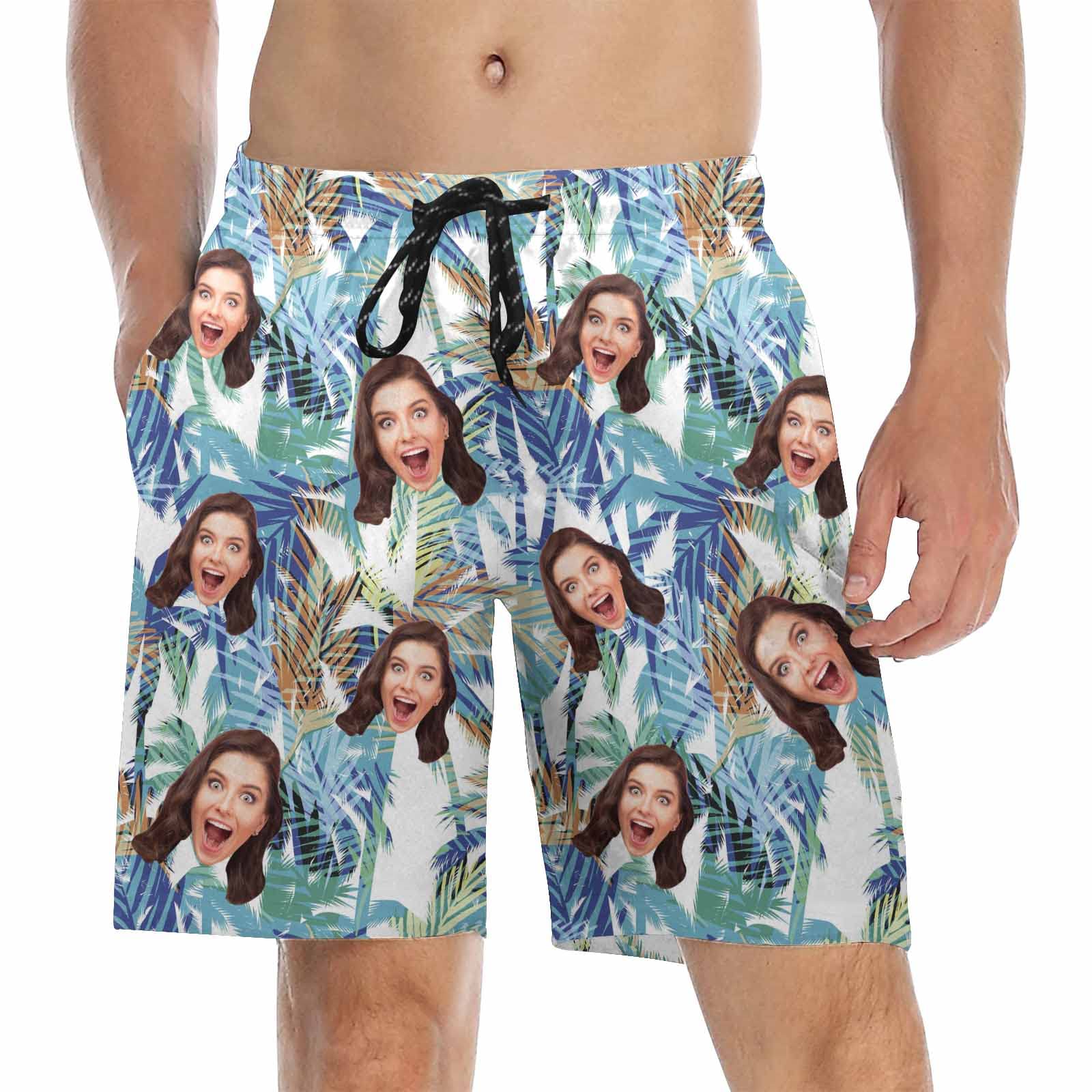 Custom Printed Men's Swim Shorts with Photo - Personalized Beach Swimwear for Him - Funny Birthday Gift Idea for Husband/Boyfriend - Perfect for Pool Parties, Beach Vacations & Summer Outings