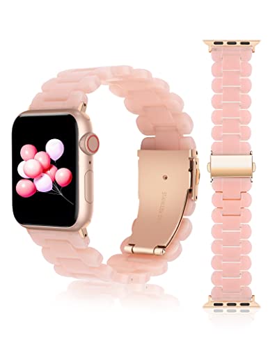 Fashionable Resin Apple Watch Band for Women - Compatible with 38mm 40mm 41mm 42mm 44mm 45mm 49mm (Ultra) - Lightweight Bracelet Strap with Metal Buckle for iWatch Series 8/7/6/5/4/3/2/1/SE - Perfect for Workouts, Office Wear & Everyday Fashion Accessory