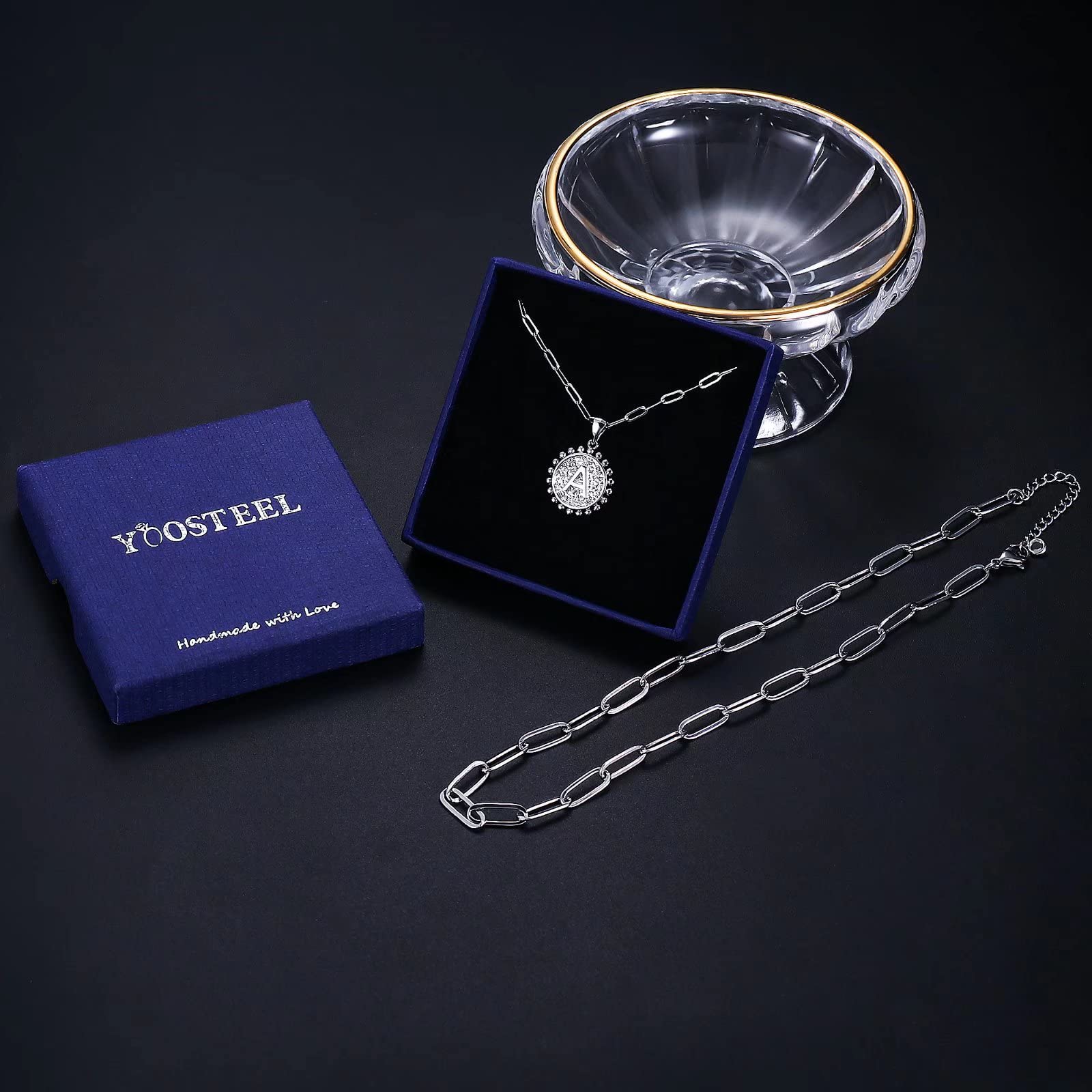 Personalized 14K Gold Plated Initial Necklace for Women - Dainty Paperclip Link Chain, Layering Coin Pendant, Easter Basket Stuffers & Gifts | Perfect for Everyday Wear, Layering, and Special Occasions
